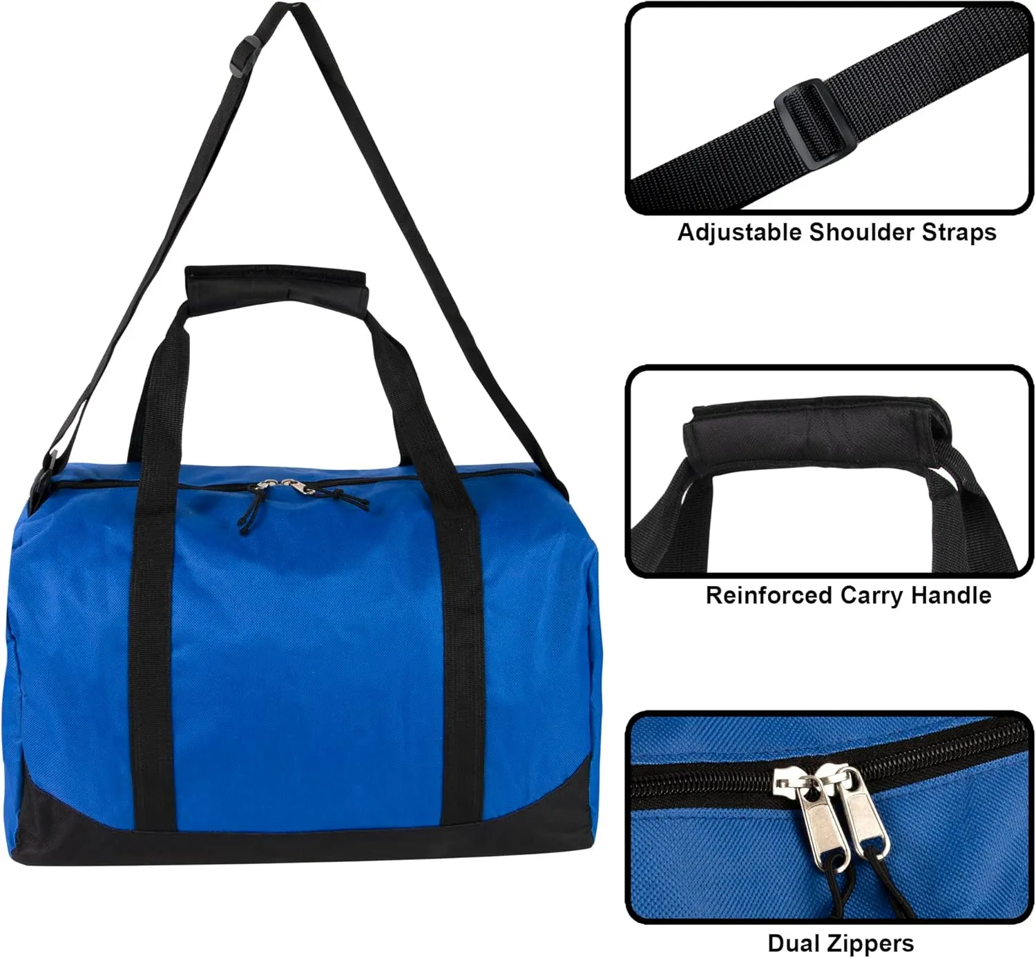 30 Liter, 17 Inch Canvas Duffle Bags for Men and Women  Travel Weekender Overnight Carry-On Shoulder Duffel Tote Bags (Blue)
