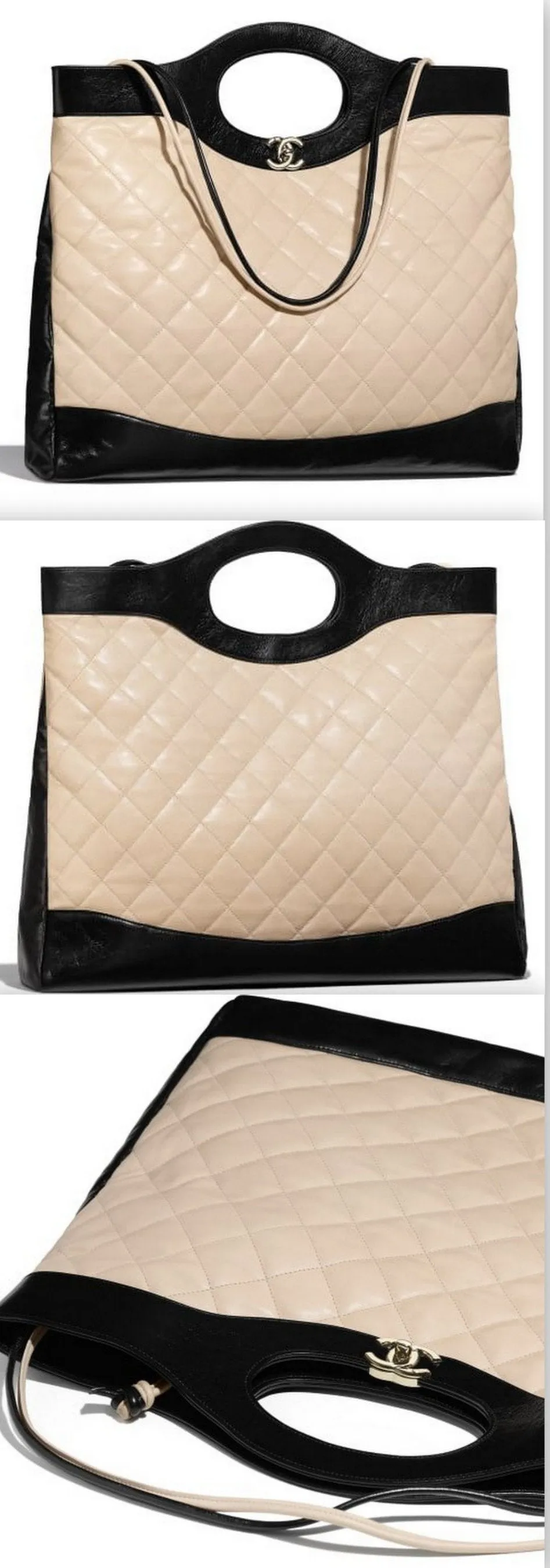 31 Large Shopping Bag in Aged Calfskin with Gold Tone Hardware