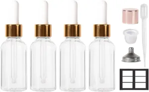 4 Packs, 1oz Glass Dropper Bottle Oil Bottles for Hair Tincture Bottles with Dropper Glass Bottle with Dropper