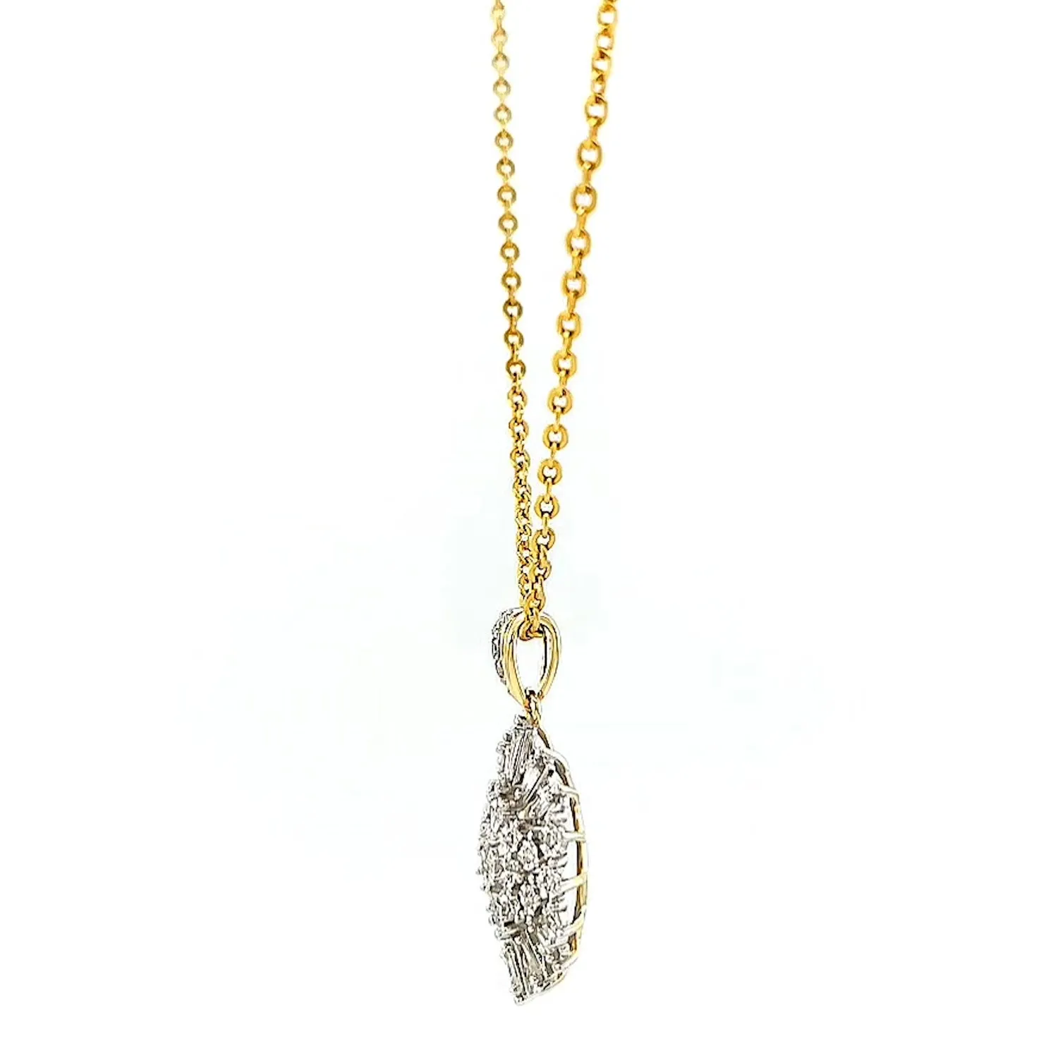 9ct Yellow Gold Baguette & Round Brilliant Cut 1/4 CARAT tw of Diamonds Pendant