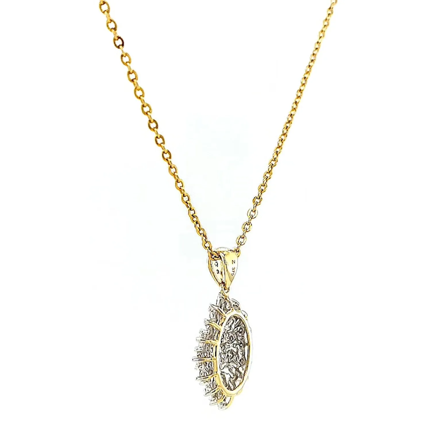 9ct Yellow Gold Baguette & Round Brilliant Cut 1/4 CARAT tw of Diamonds Pendant
