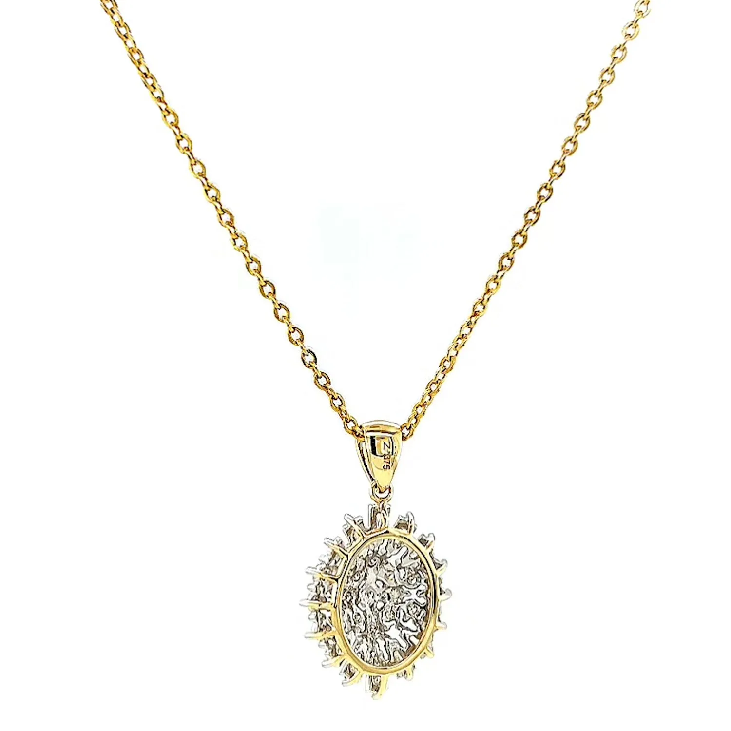 9ct Yellow Gold Baguette & Round Brilliant Cut 1/4 CARAT tw of Diamonds Pendant