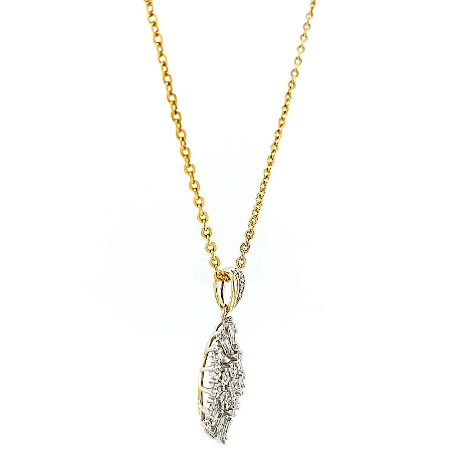 9ct Yellow Gold Baguette & Round Brilliant Cut 1/4 CARAT tw of Diamonds Pendant