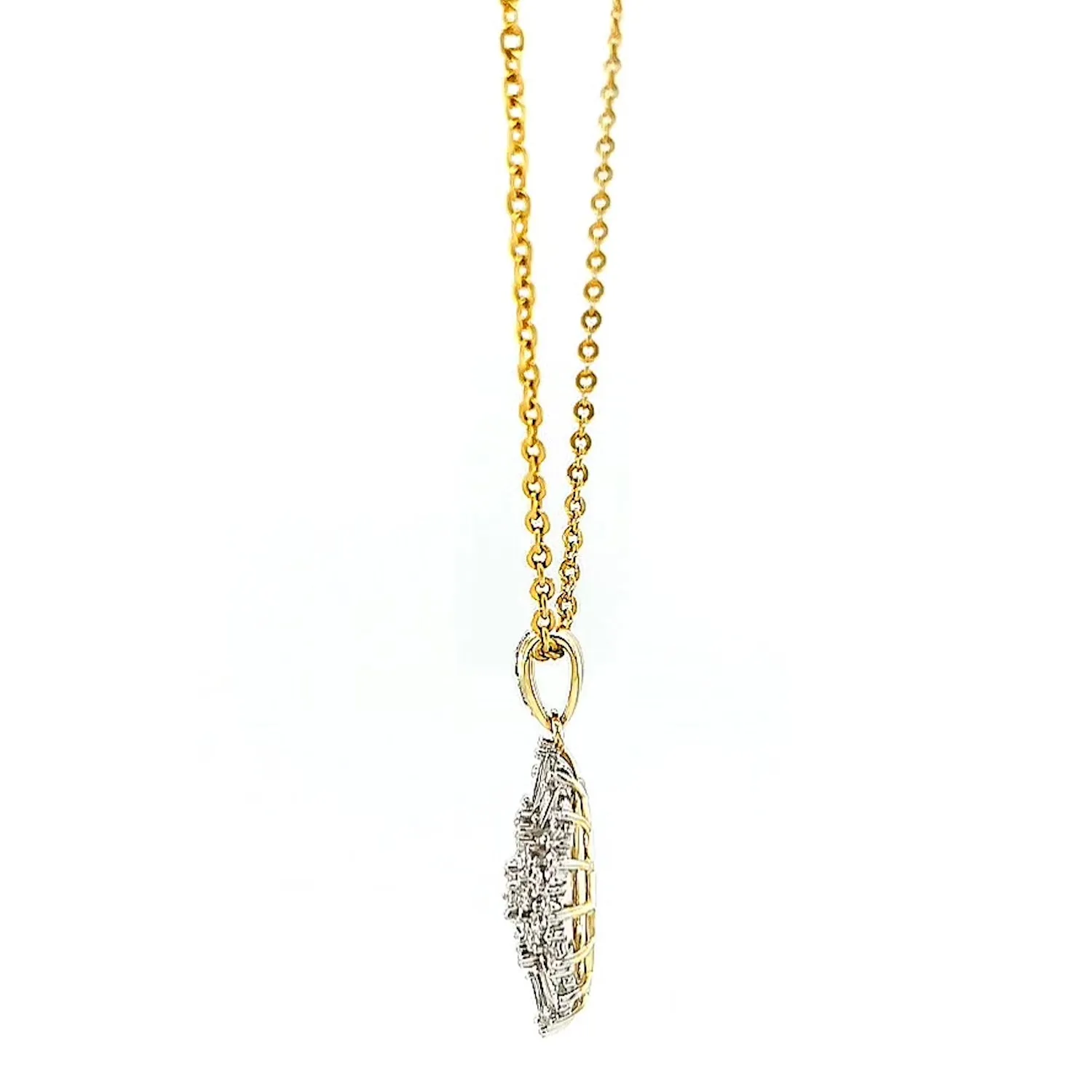 9ct Yellow Gold Baguette & Round Brilliant Cut 1/4 CARAT tw of Diamonds Pendant