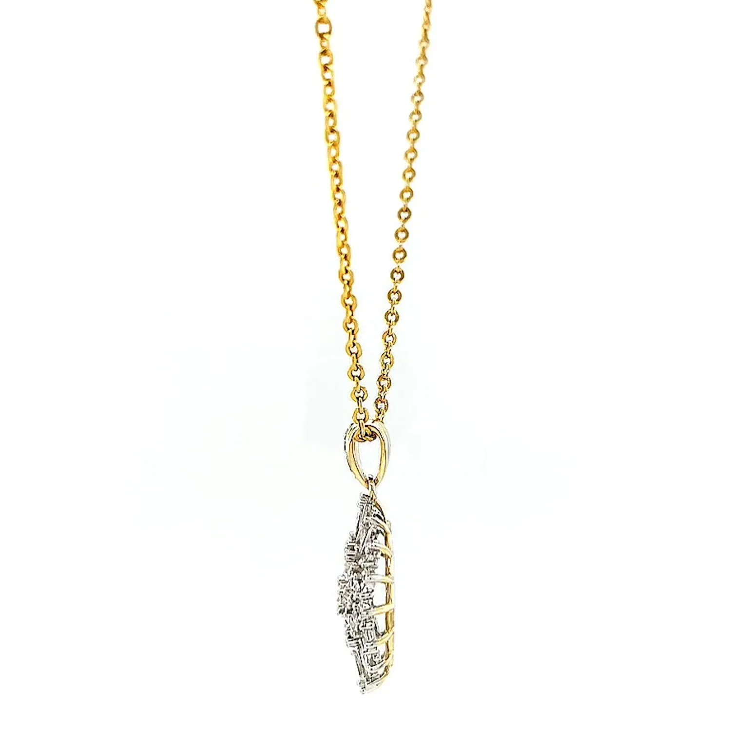 9ct Yellow Gold Baguette & Round Brilliant Cut 1/4 CARAT tw of Diamonds Pendant