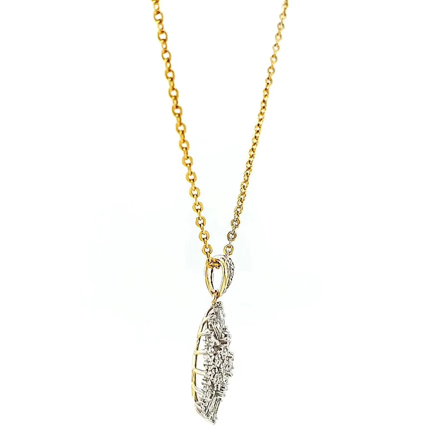 9ct Yellow Gold Baguette & Round Brilliant Cut 1/4 CARAT tw of Diamonds Pendant