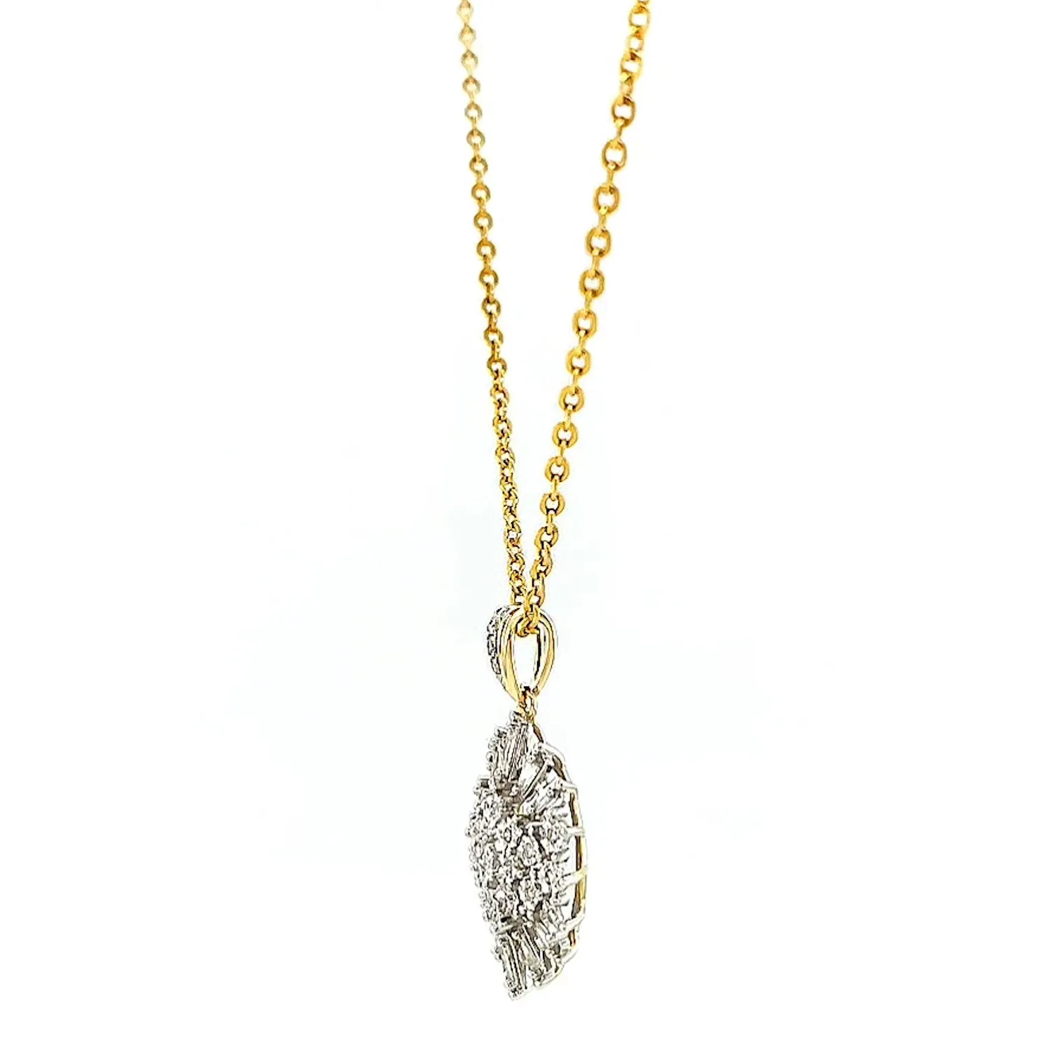 9ct Yellow Gold Baguette & Round Brilliant Cut 1/4 CARAT tw of Diamonds Pendant
