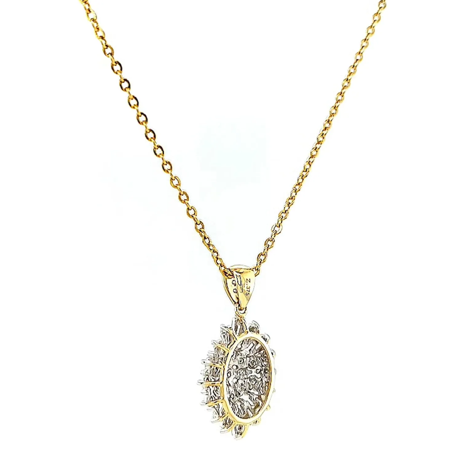 9ct Yellow Gold Baguette & Round Brilliant Cut 1/4 CARAT tw of Diamonds Pendant
