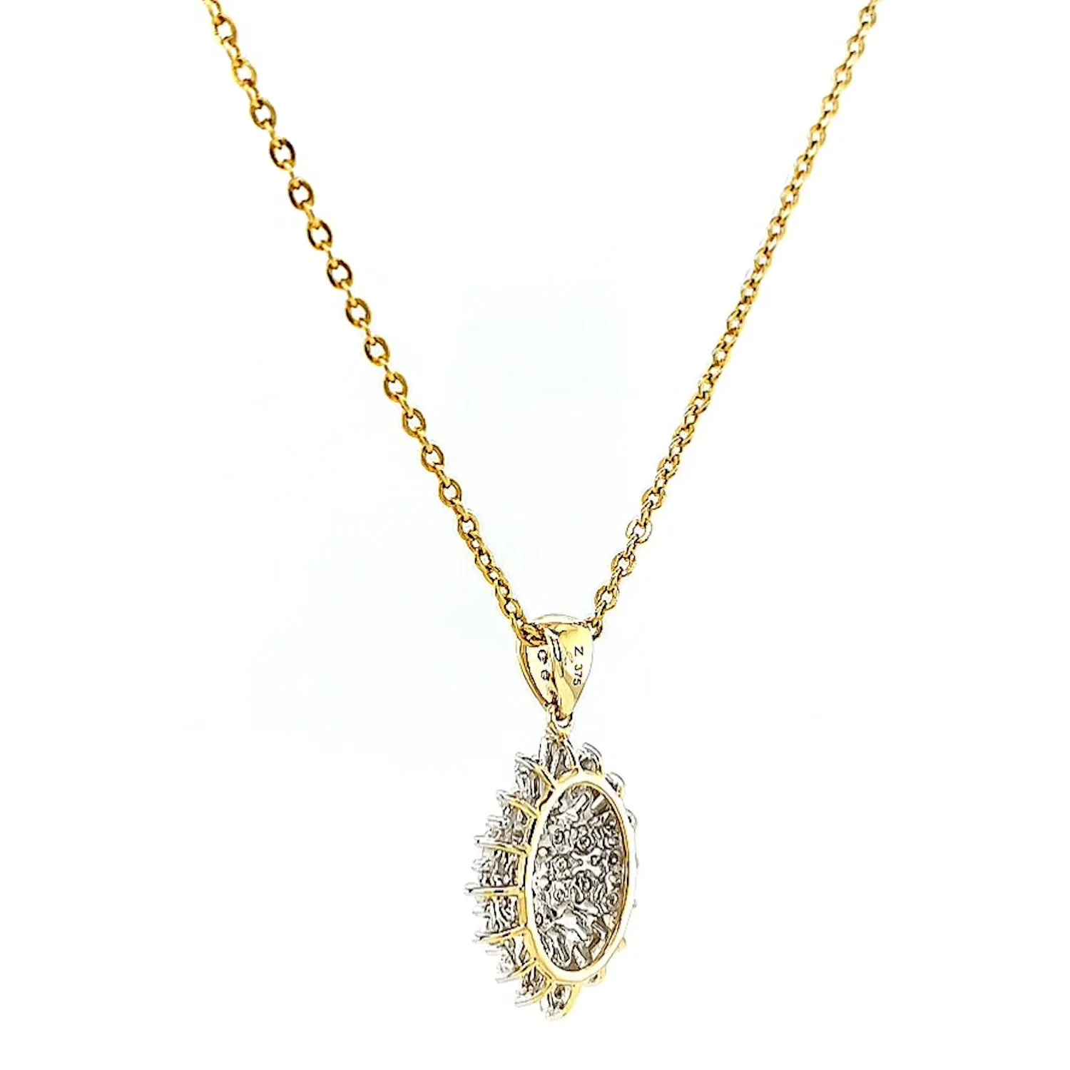 9ct Yellow Gold Baguette & Round Brilliant Cut 1/4 CARAT tw of Diamonds Pendant