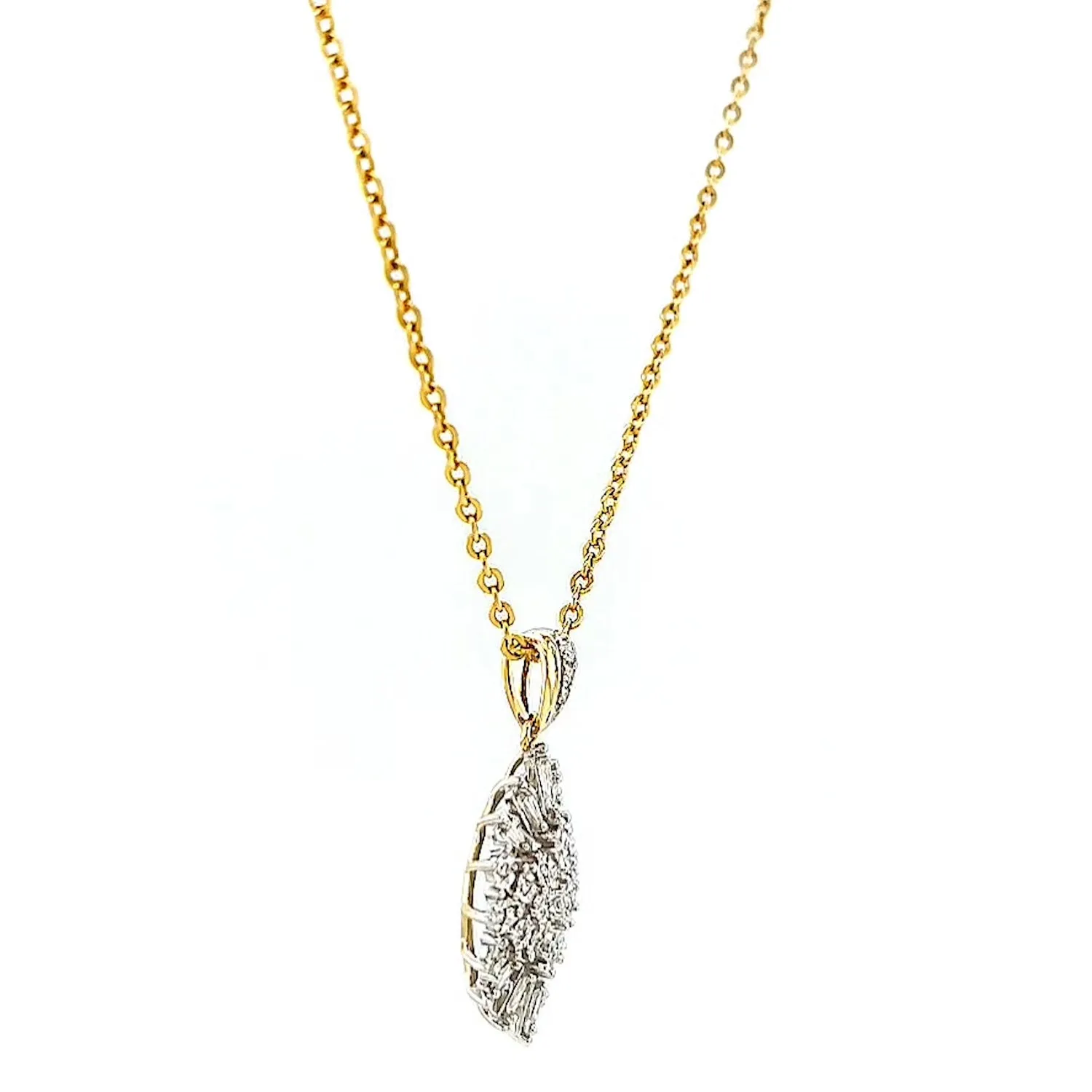 9ct Yellow Gold Baguette & Round Brilliant Cut 1/4 CARAT tw of Diamonds Pendant