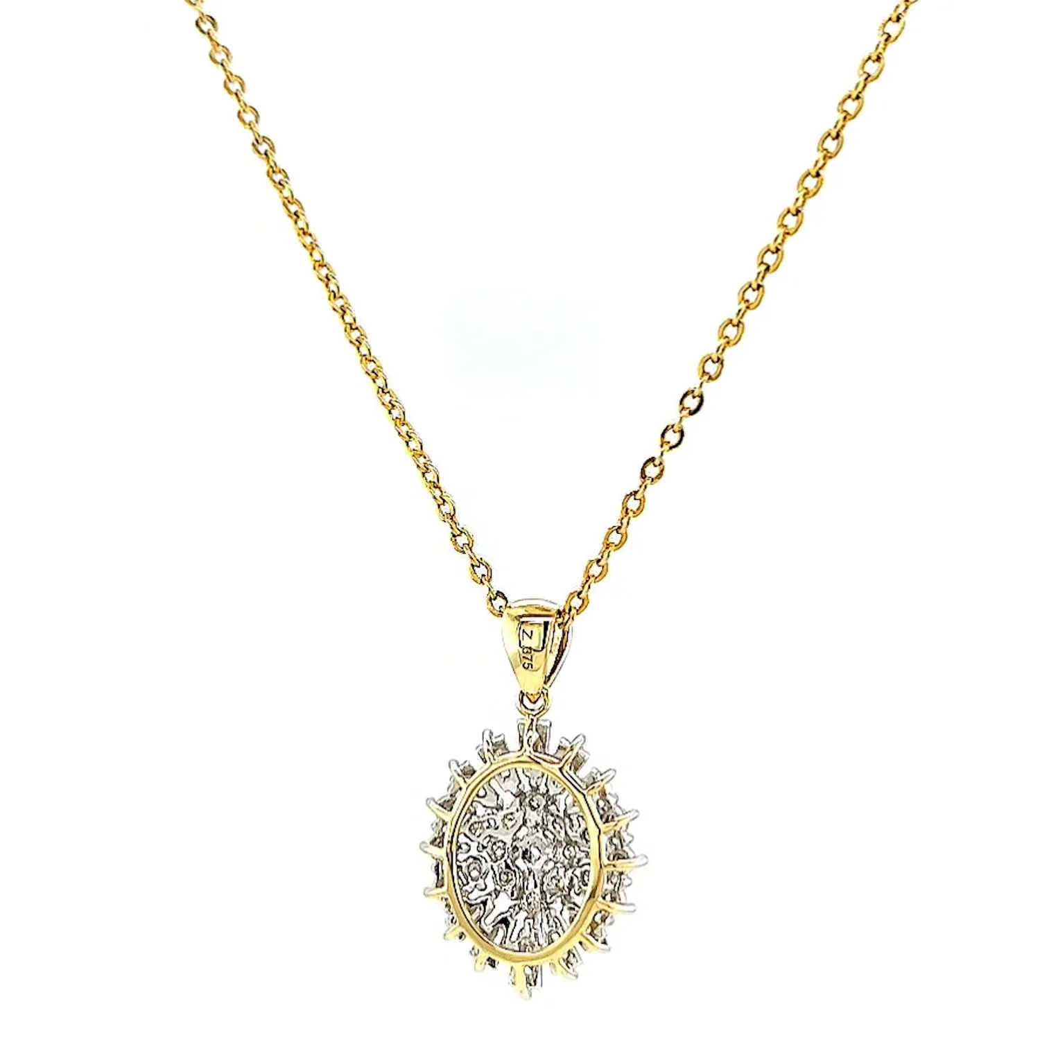 9ct Yellow Gold Baguette & Round Brilliant Cut 1/4 CARAT tw of Diamonds Pendant