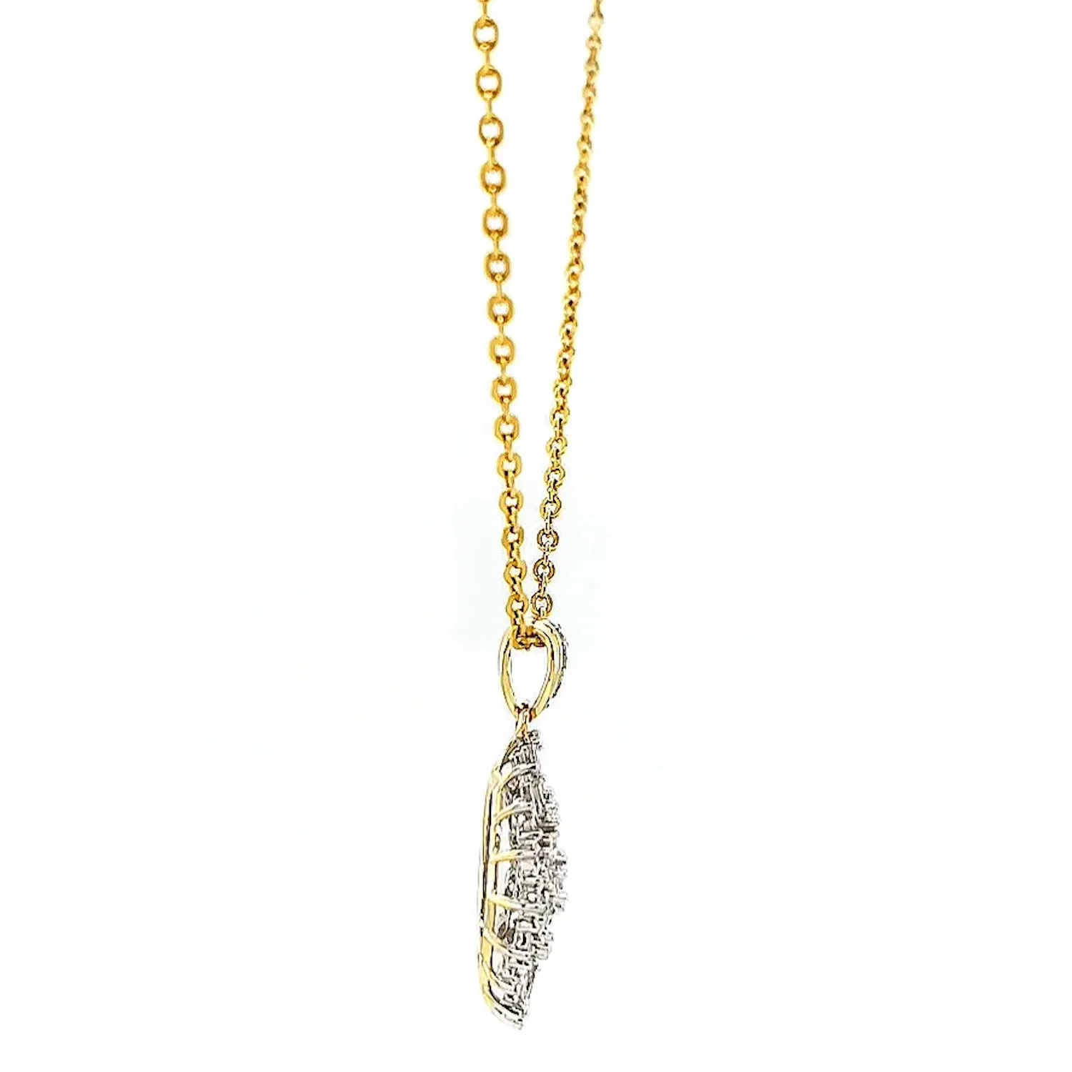 9ct Yellow Gold Baguette & Round Brilliant Cut 1/4 CARAT tw of Diamonds Pendant