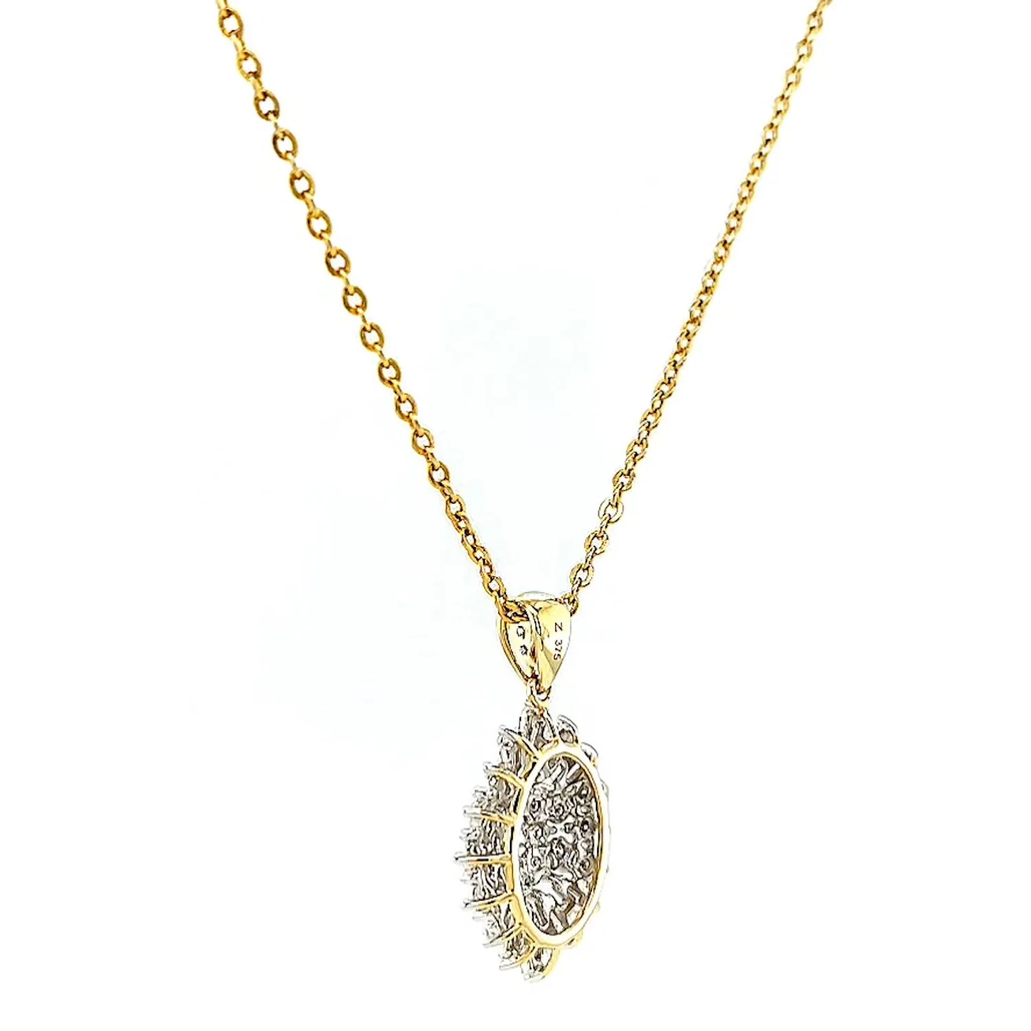 9ct Yellow Gold Baguette & Round Brilliant Cut 1/4 CARAT tw of Diamonds Pendant