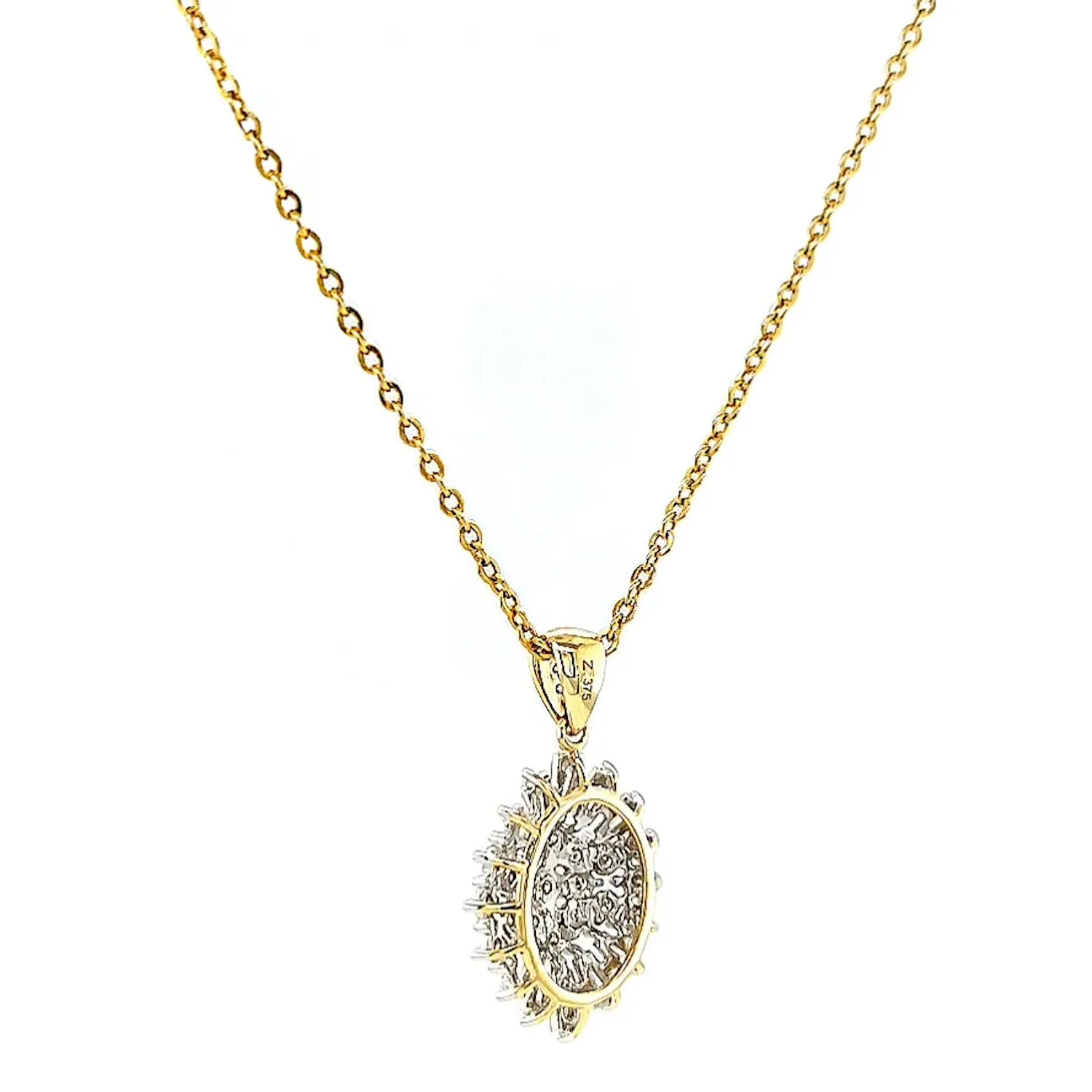 9ct Yellow Gold Baguette & Round Brilliant Cut 1/4 CARAT tw of Diamonds Pendant