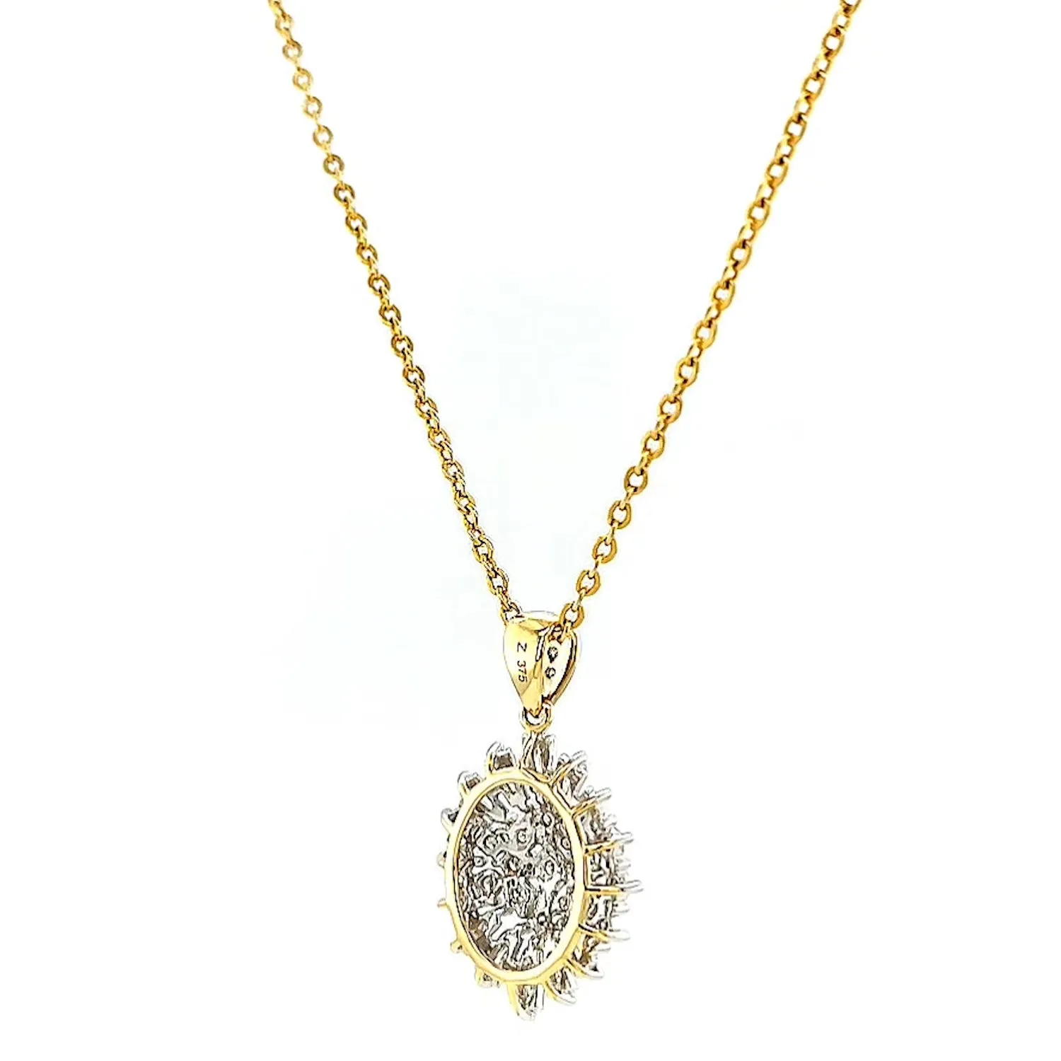 9ct Yellow Gold Baguette & Round Brilliant Cut 1/4 CARAT tw of Diamonds Pendant