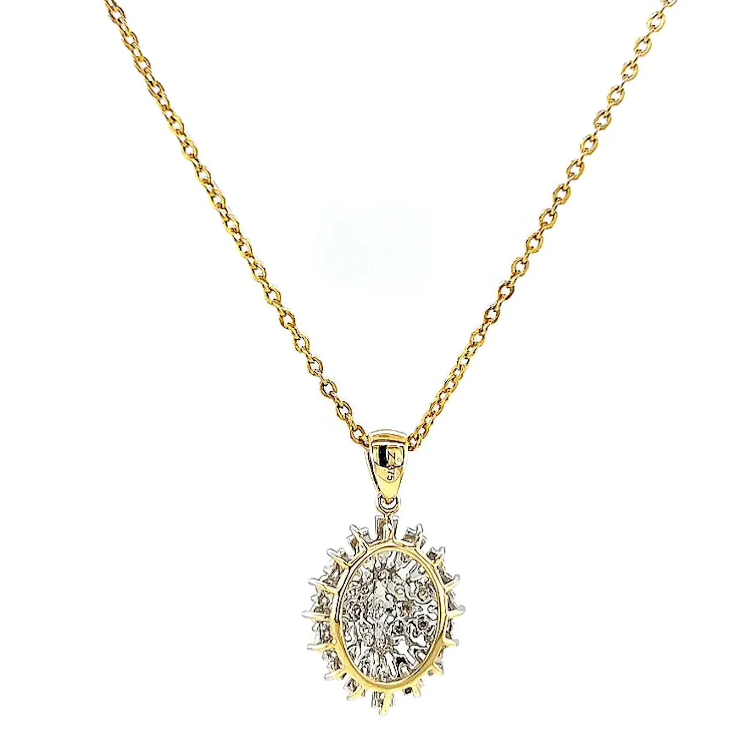 9ct Yellow Gold Baguette & Round Brilliant Cut 1/4 CARAT tw of Diamonds Pendant