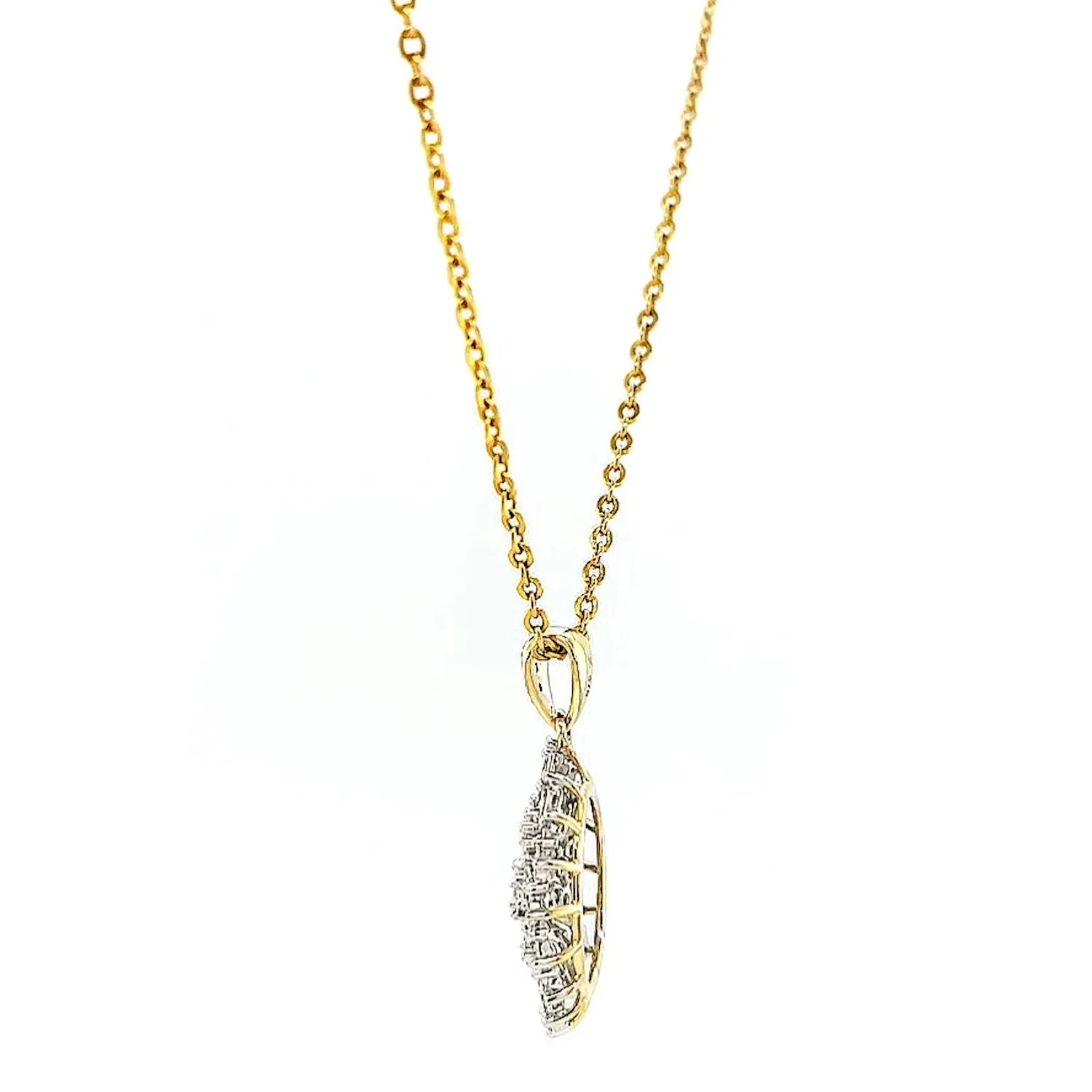 9ct Yellow Gold Baguette & Round Brilliant Cut 1/4 CARAT tw of Diamonds Pendant