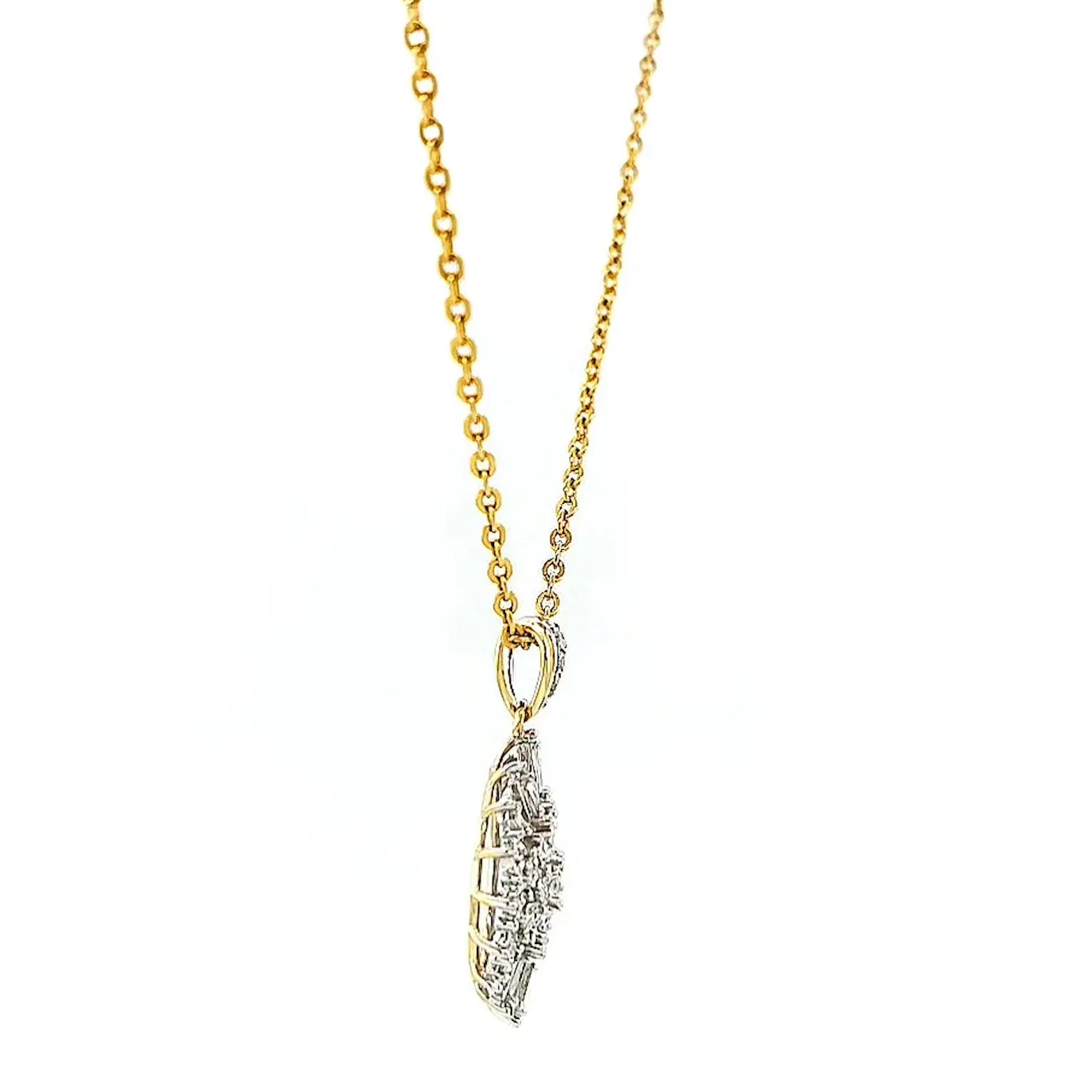 9ct Yellow Gold Baguette & Round Brilliant Cut 1/4 CARAT tw of Diamonds Pendant