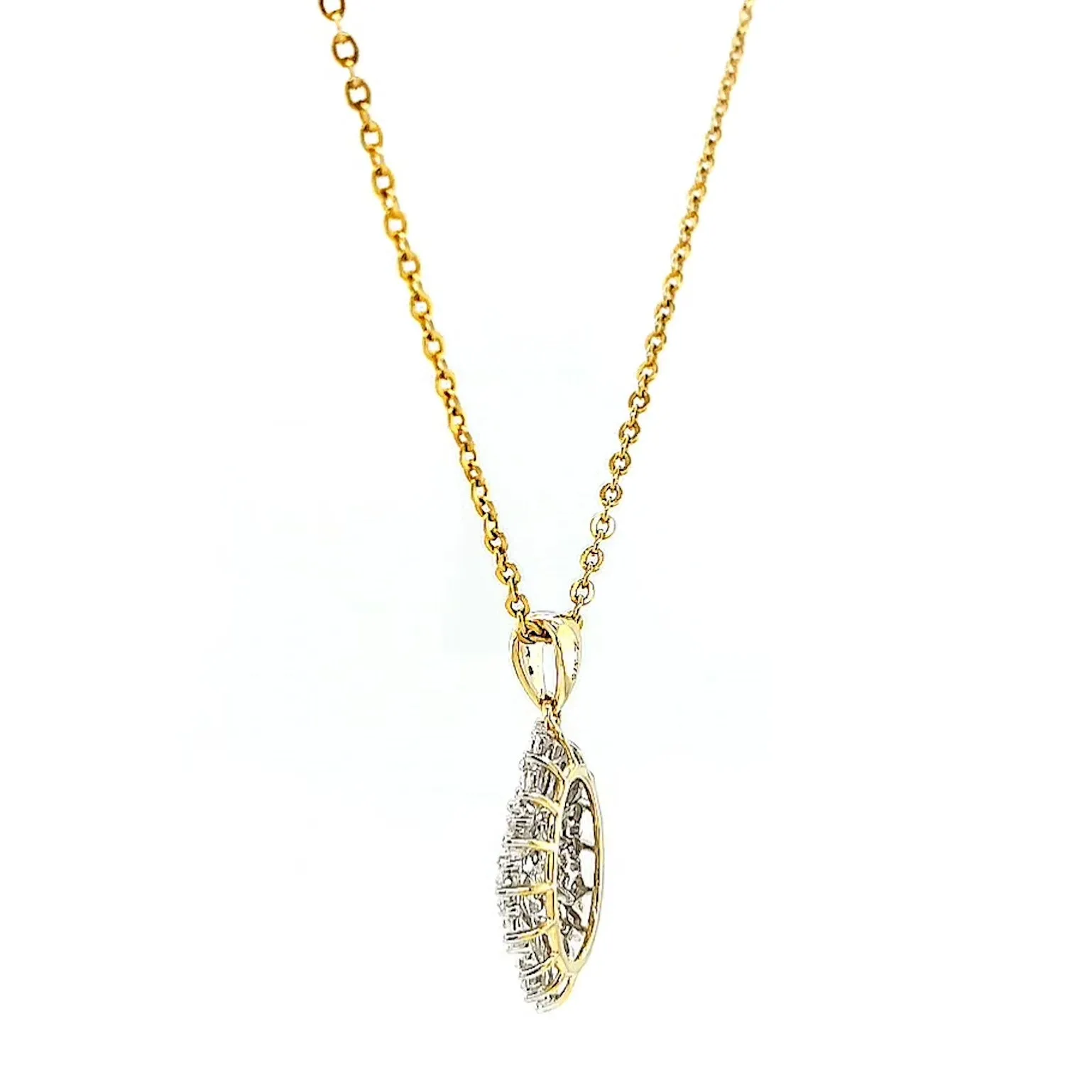 9ct Yellow Gold Baguette & Round Brilliant Cut 1/4 CARAT tw of Diamonds Pendant