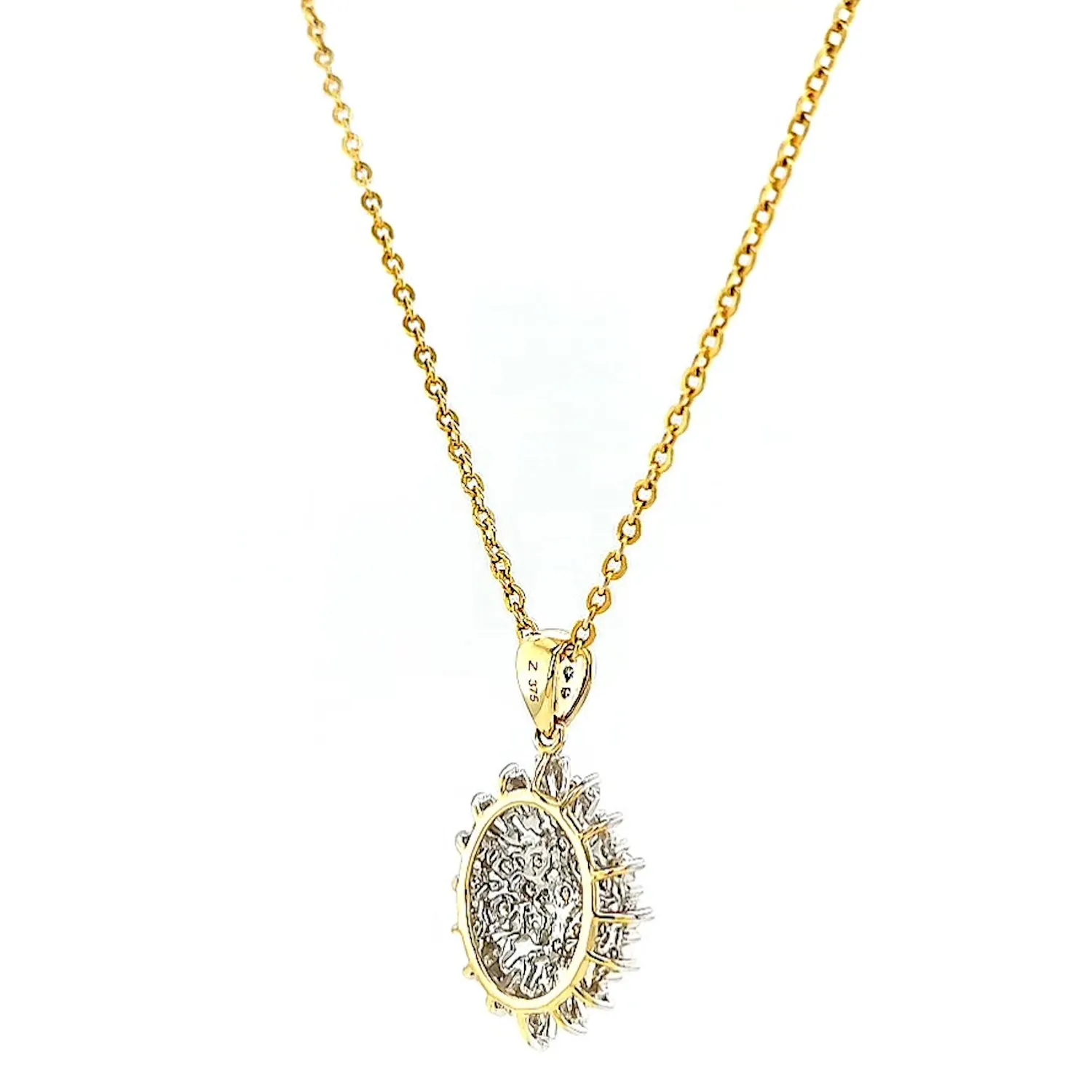 9ct Yellow Gold Baguette & Round Brilliant Cut 1/4 CARAT tw of Diamonds Pendant