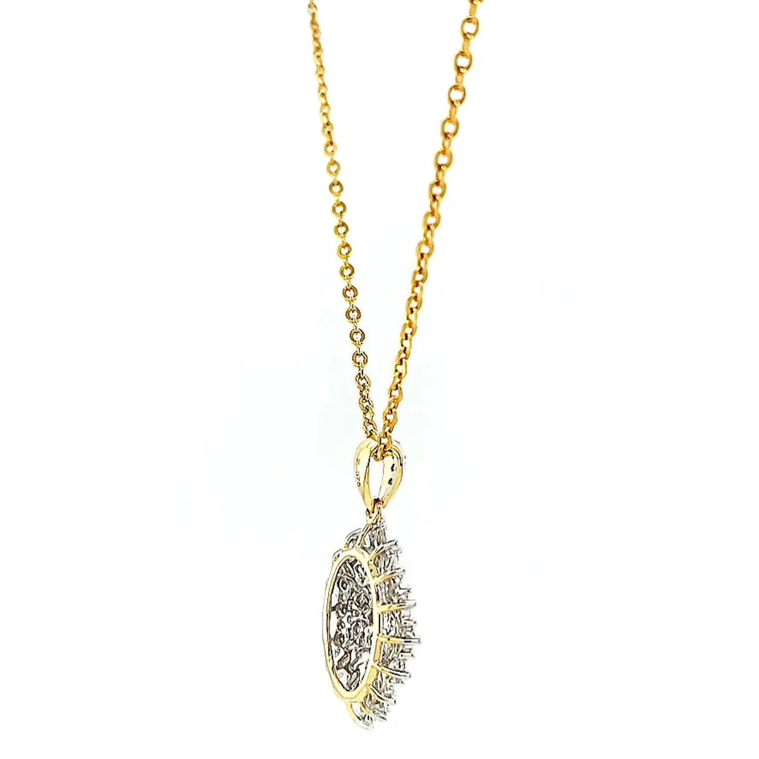 9ct Yellow Gold Baguette & Round Brilliant Cut 1/4 CARAT tw of Diamonds Pendant
