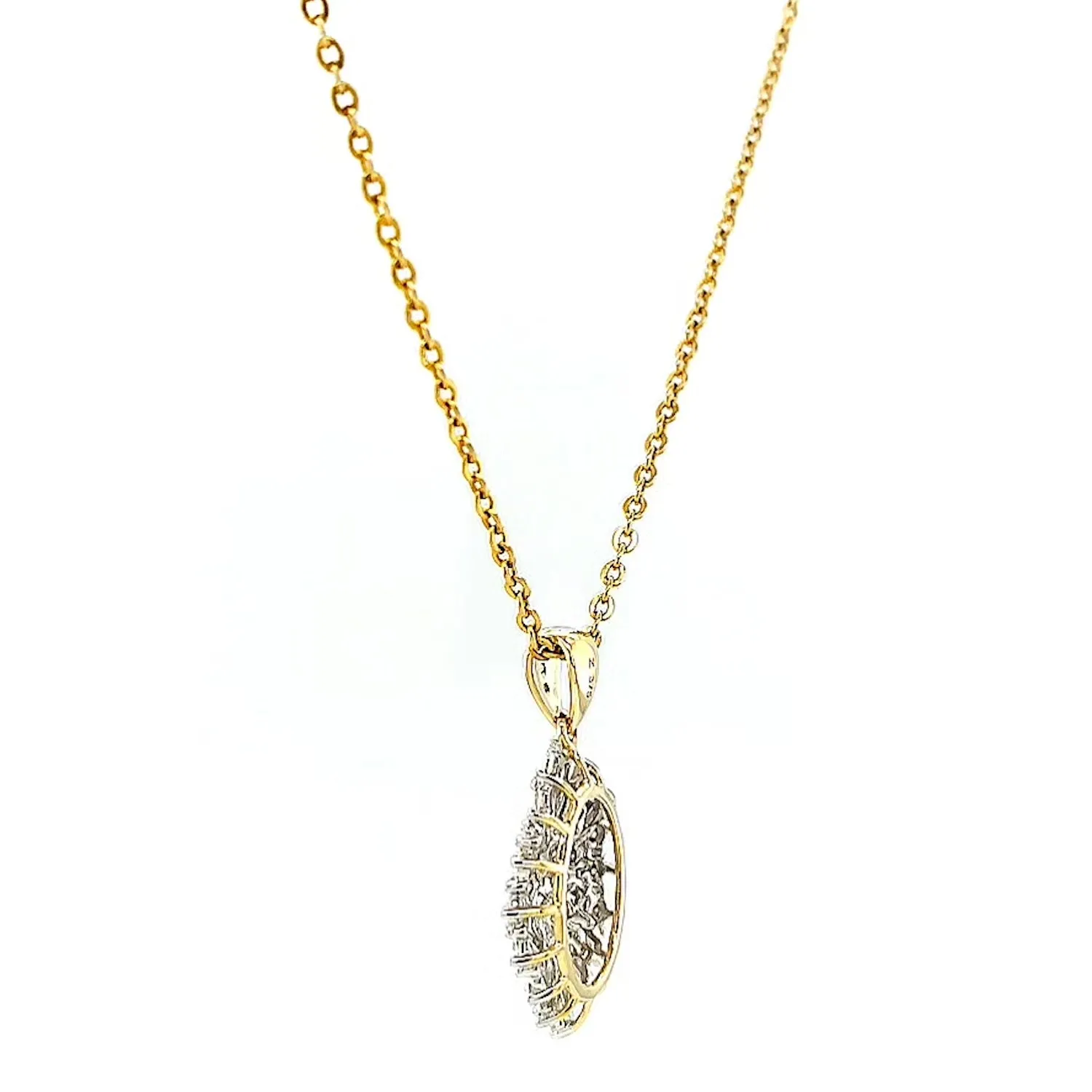 9ct Yellow Gold Baguette & Round Brilliant Cut 1/4 CARAT tw of Diamonds Pendant