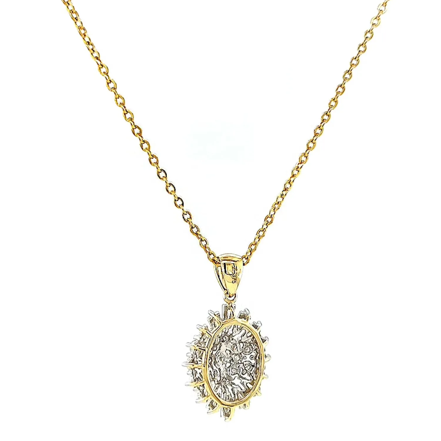 9ct Yellow Gold Baguette & Round Brilliant Cut 1/4 CARAT tw of Diamonds Pendant