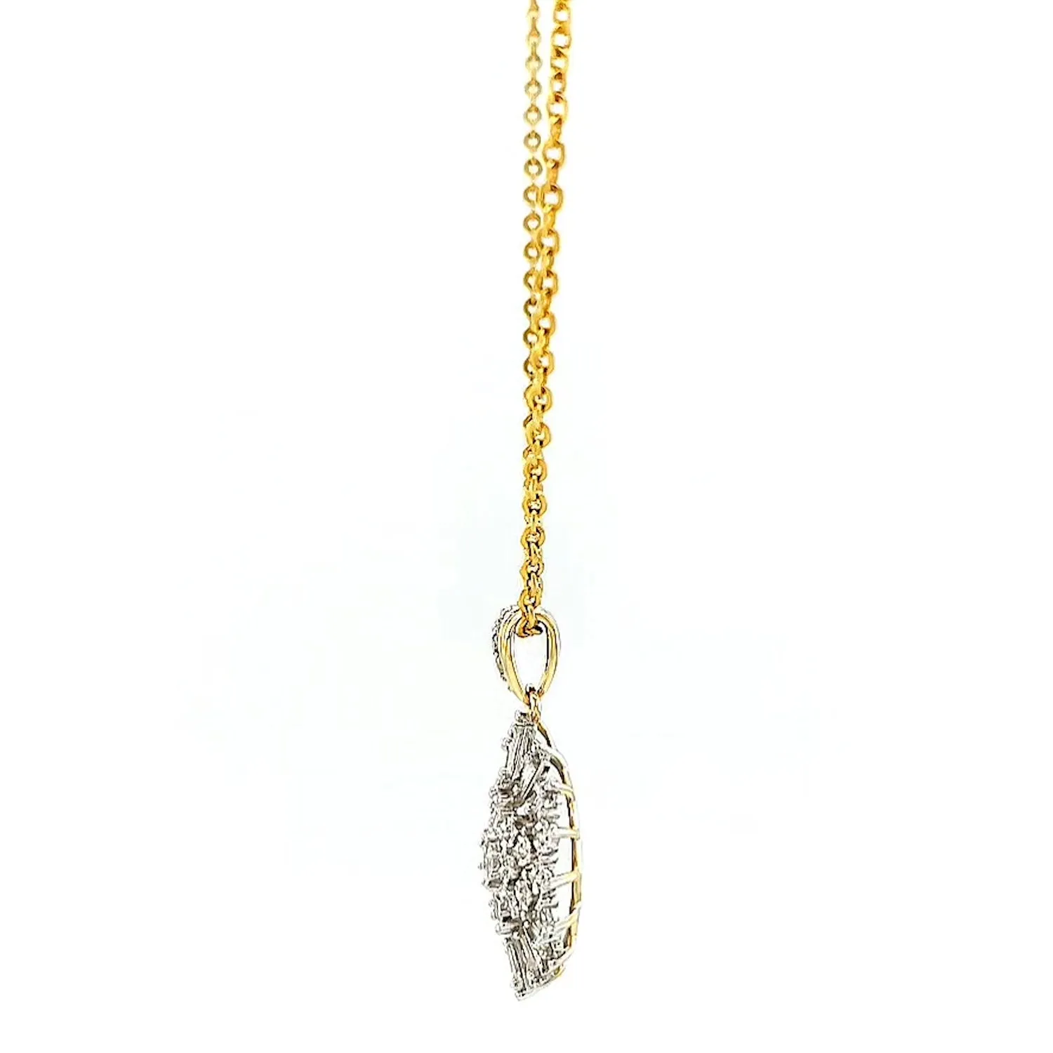 9ct Yellow Gold Baguette & Round Brilliant Cut 1/4 CARAT tw of Diamonds Pendant