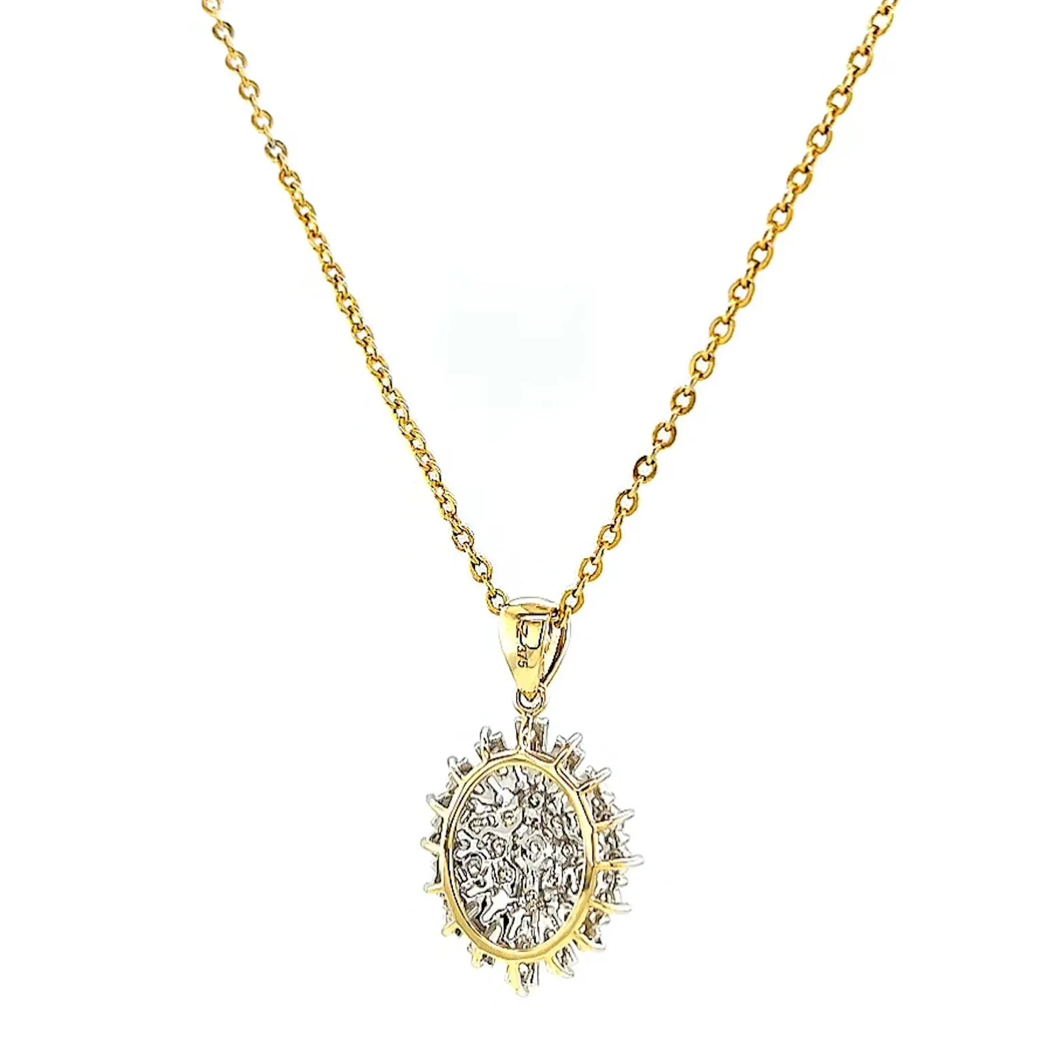 9ct Yellow Gold Baguette & Round Brilliant Cut 1/4 CARAT tw of Diamonds Pendant