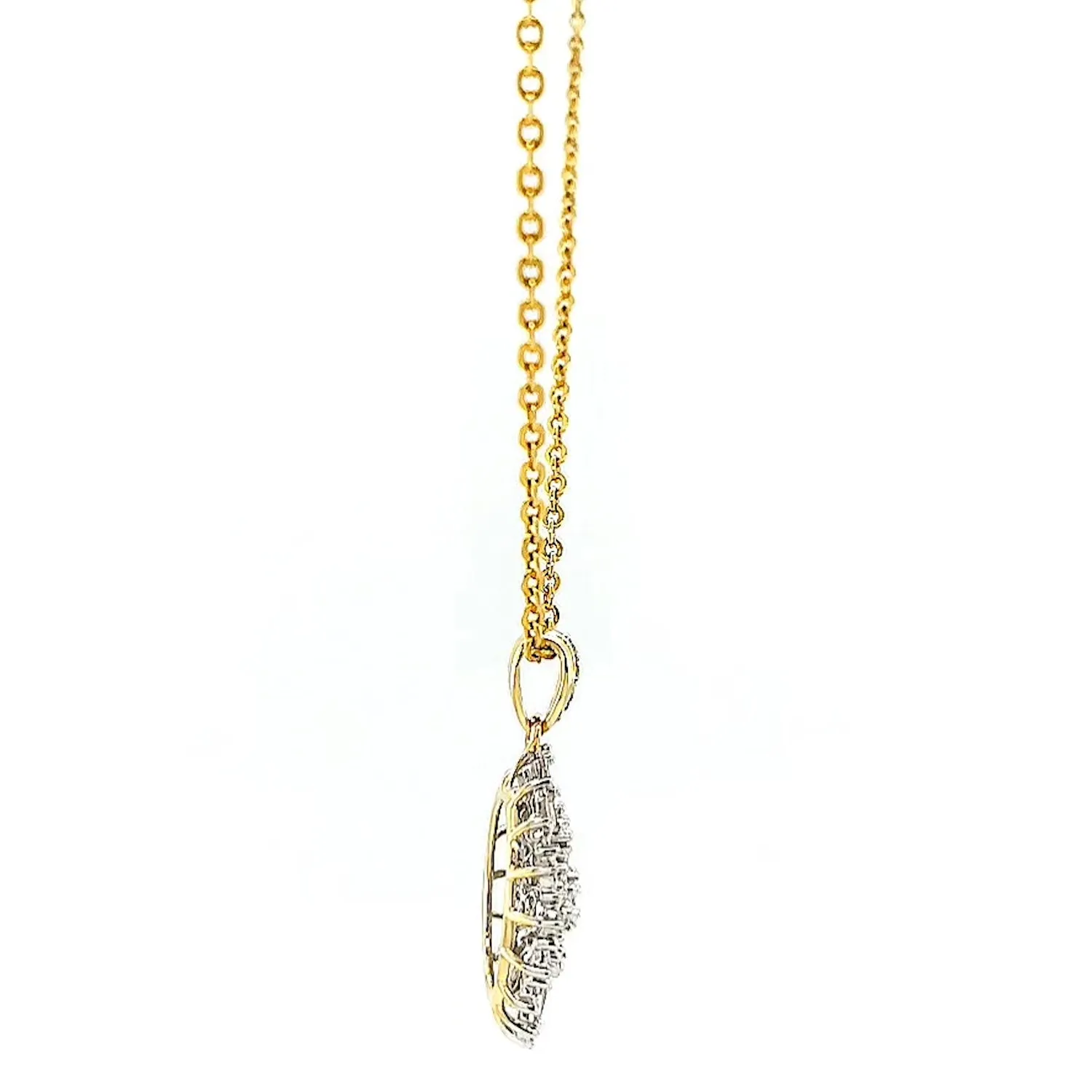 9ct Yellow Gold Baguette & Round Brilliant Cut 1/4 CARAT tw of Diamonds Pendant