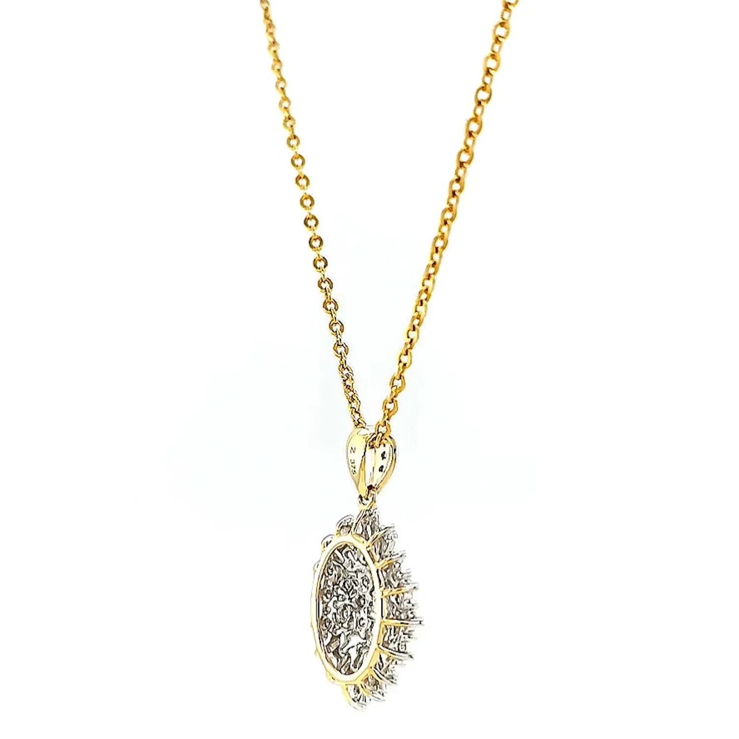9ct Yellow Gold Baguette & Round Brilliant Cut 1/4 CARAT tw of Diamonds Pendant