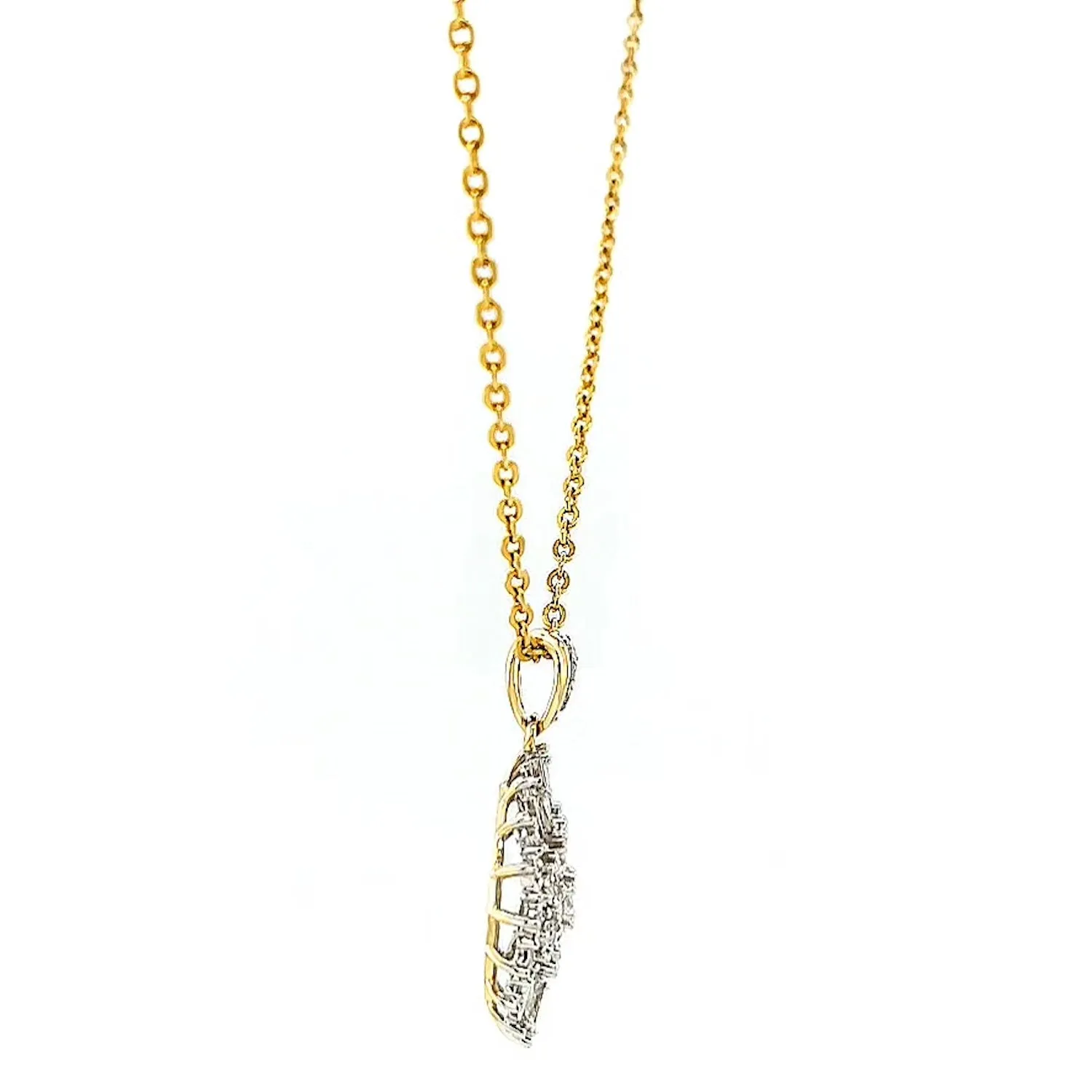 9ct Yellow Gold Baguette & Round Brilliant Cut 1/4 CARAT tw of Diamonds Pendant