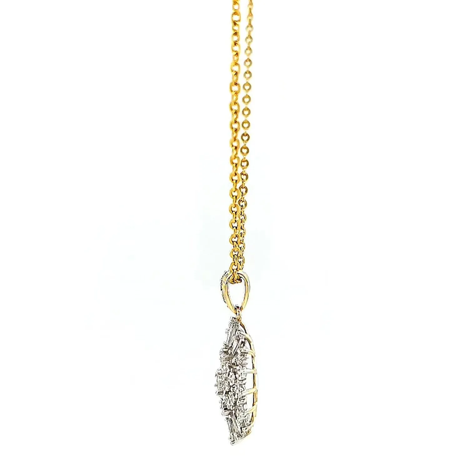 9ct Yellow Gold Baguette & Round Brilliant Cut 1/4 CARAT tw of Diamonds Pendant