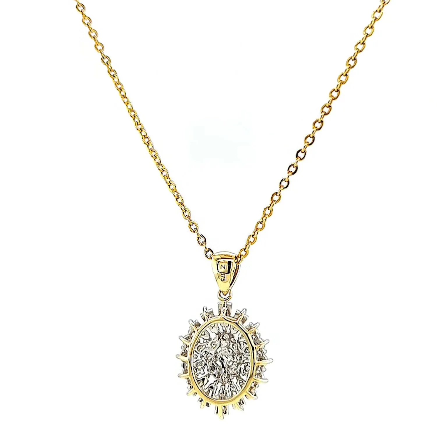 9ct Yellow Gold Baguette & Round Brilliant Cut 1/4 CARAT tw of Diamonds Pendant