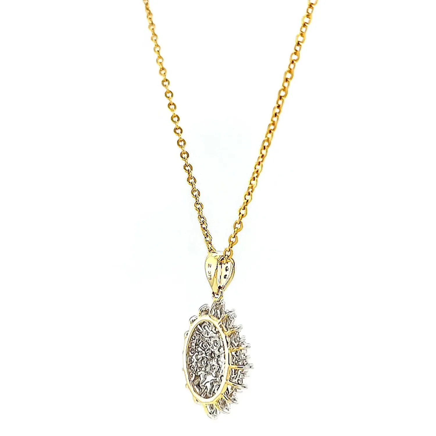 9ct Yellow Gold Baguette & Round Brilliant Cut 1/4 CARAT tw of Diamonds Pendant