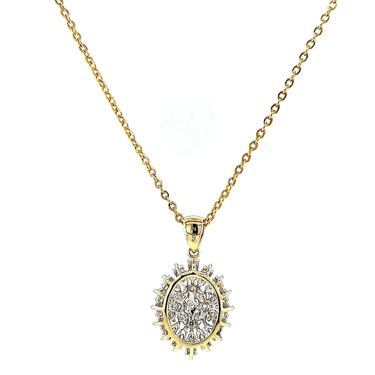 9ct Yellow Gold Baguette & Round Brilliant Cut 1/4 CARAT tw of Diamonds Pendant