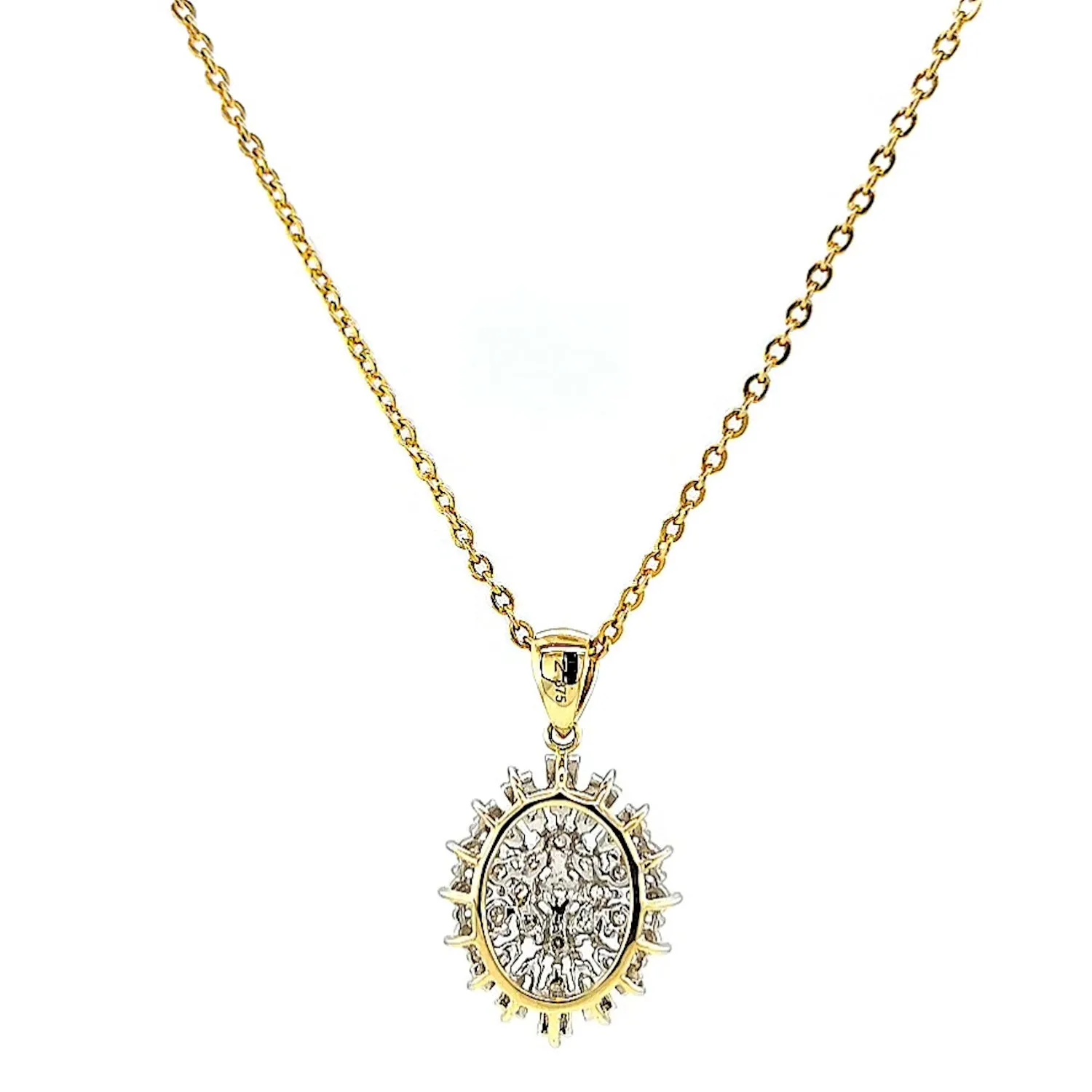 9ct Yellow Gold Baguette & Round Brilliant Cut 1/4 CARAT tw of Diamonds Pendant