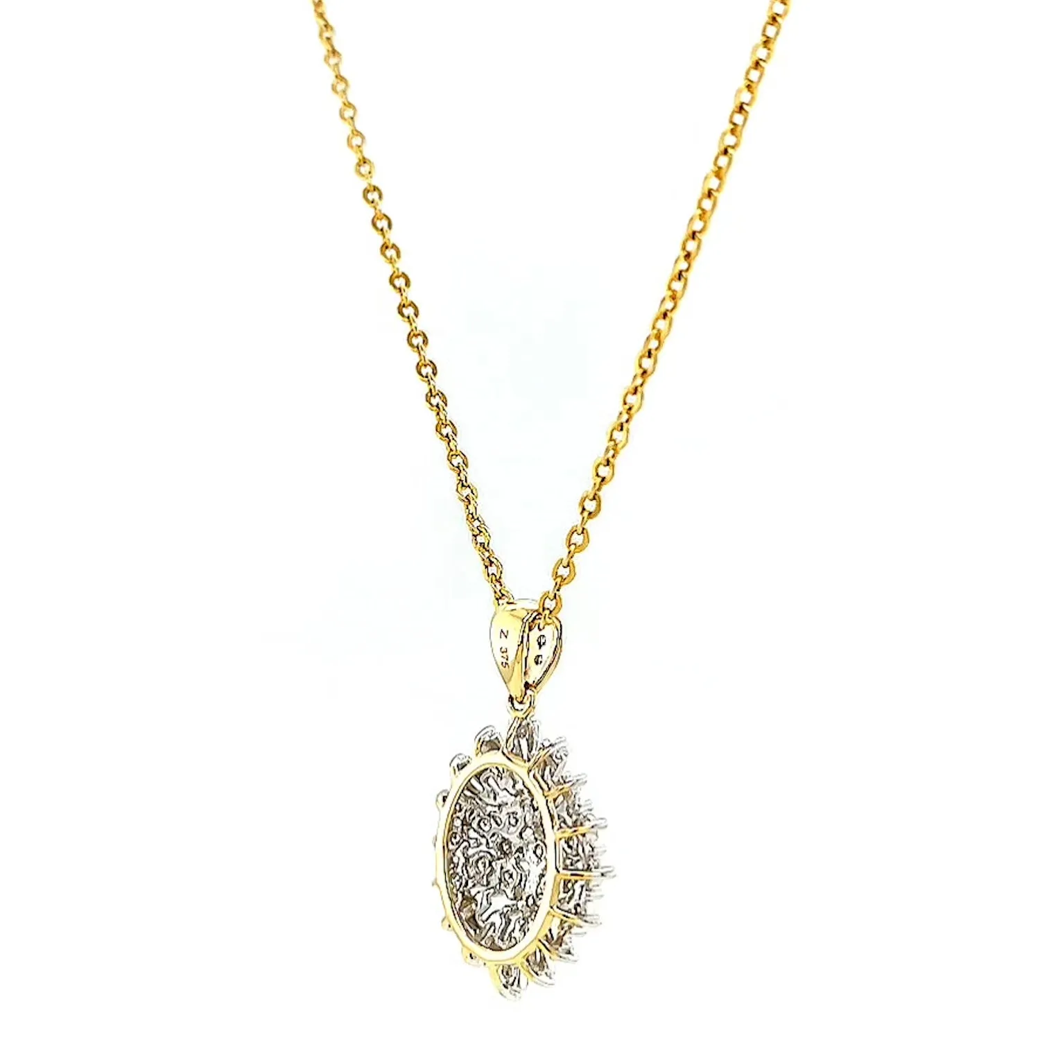9ct Yellow Gold Baguette & Round Brilliant Cut 1/4 CARAT tw of Diamonds Pendant