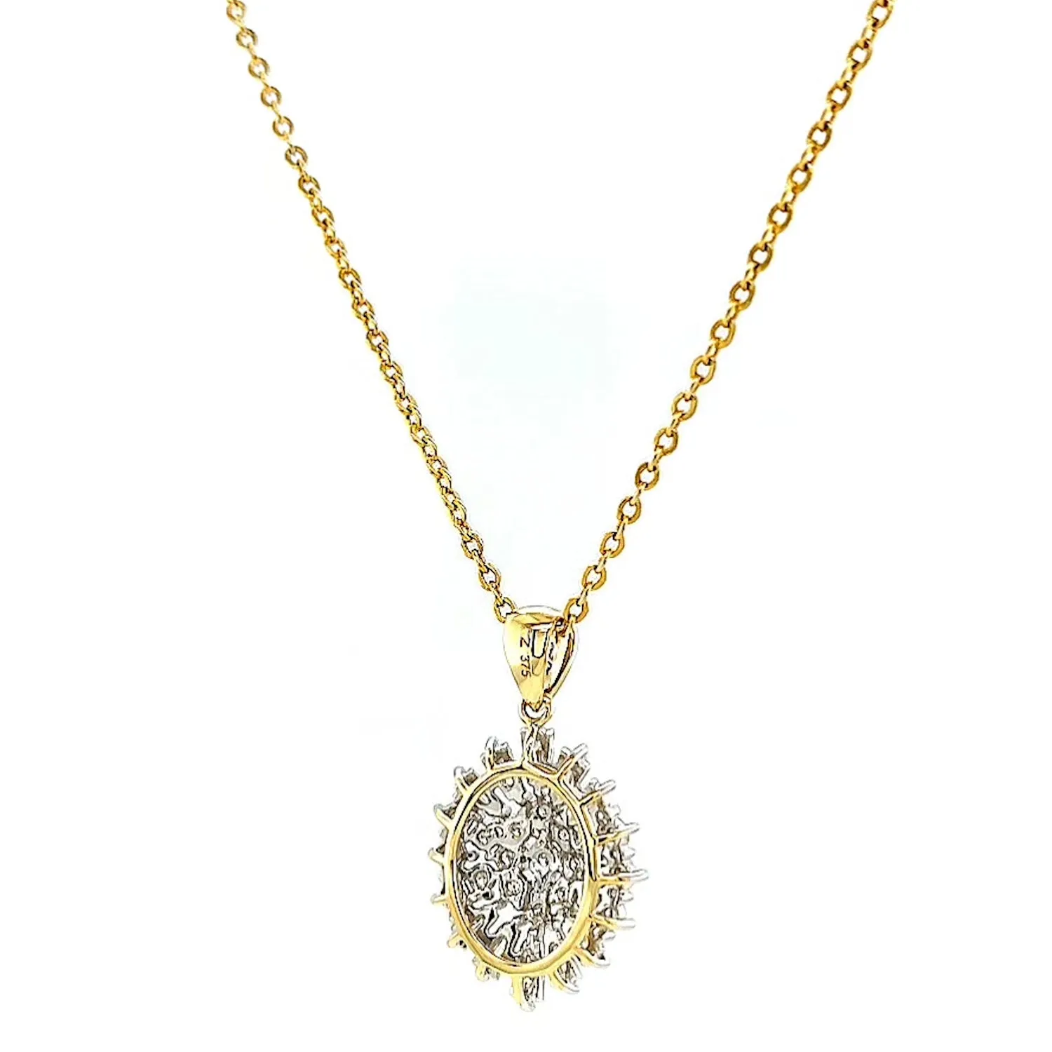 9ct Yellow Gold Baguette & Round Brilliant Cut 1/4 CARAT tw of Diamonds Pendant
