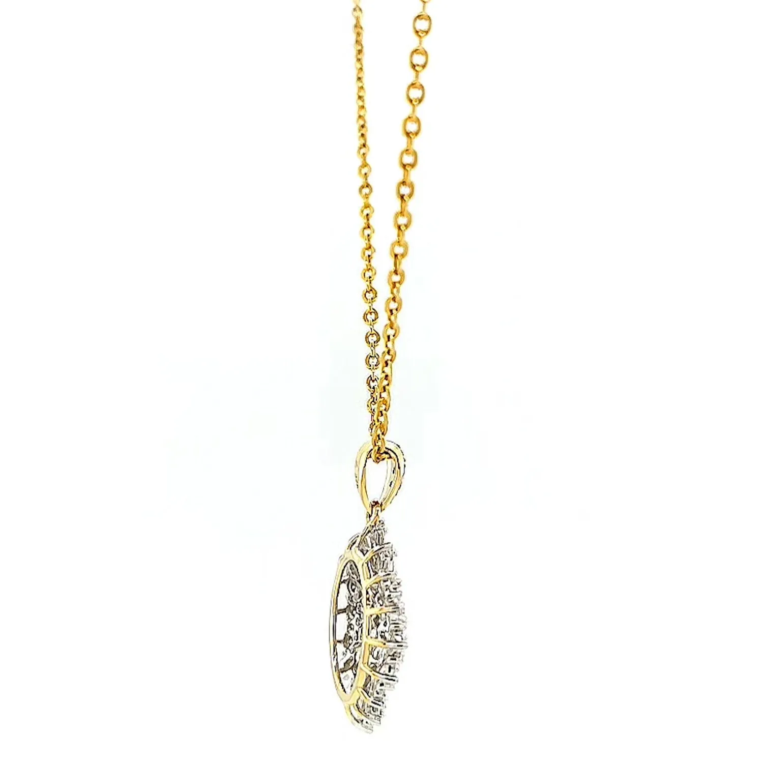 9ct Yellow Gold Baguette & Round Brilliant Cut 1/4 CARAT tw of Diamonds Pendant