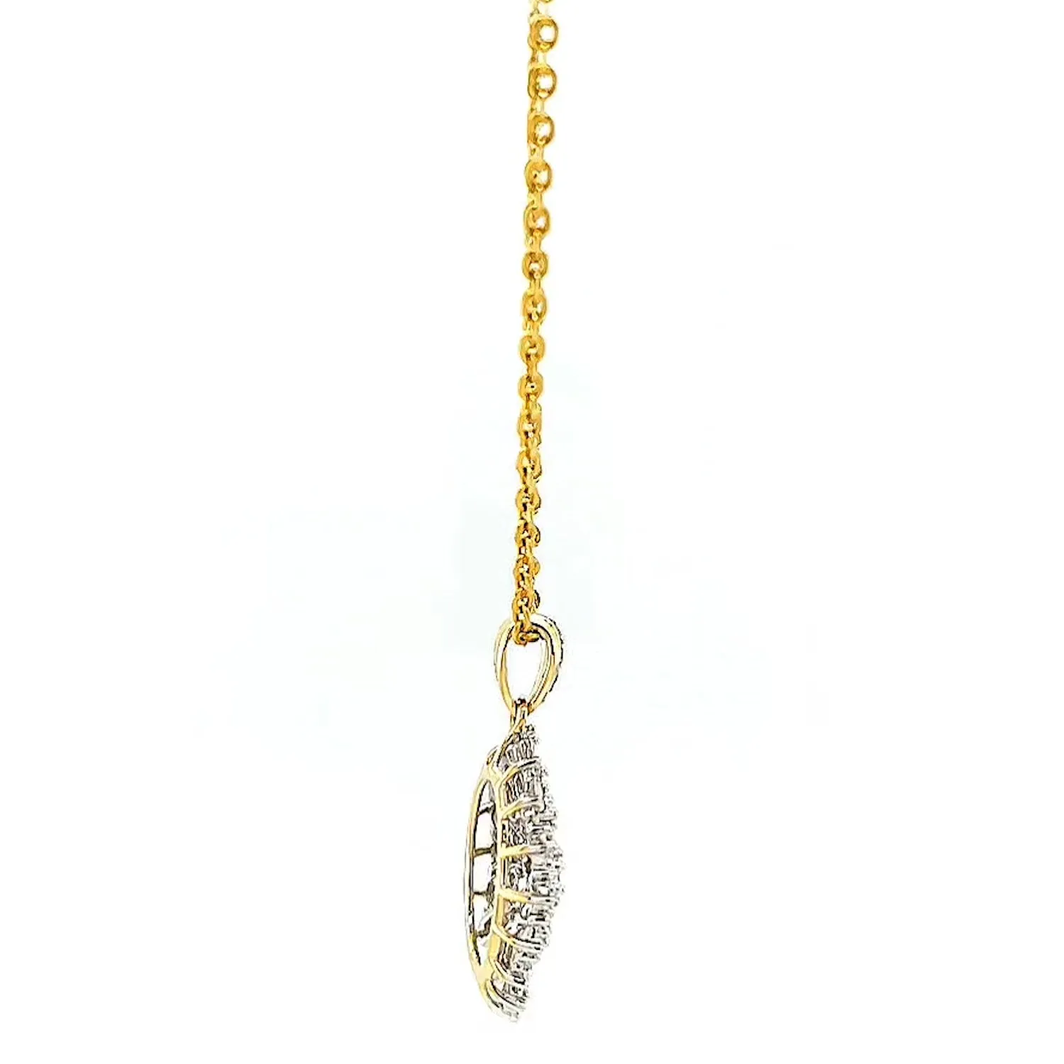 9ct Yellow Gold Baguette & Round Brilliant Cut 1/4 CARAT tw of Diamonds Pendant