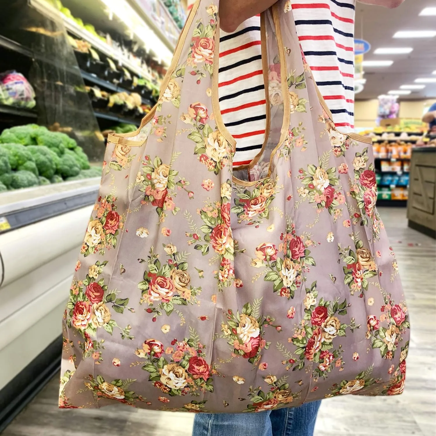 allydrew Large Foldable Tote Nylon Reusable Grocery Bag