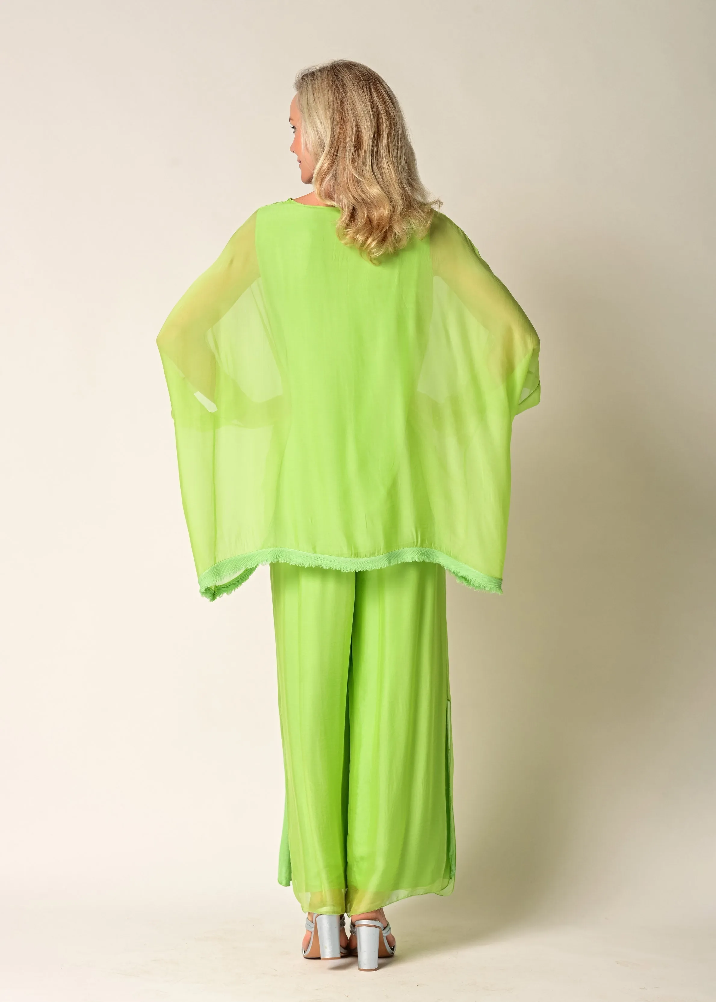 Amulet Silk Top in Lime Splice