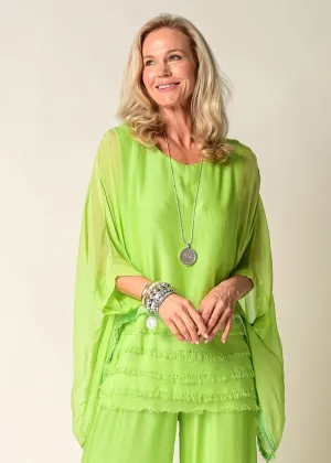 Amulet Silk Top in Lime Splice