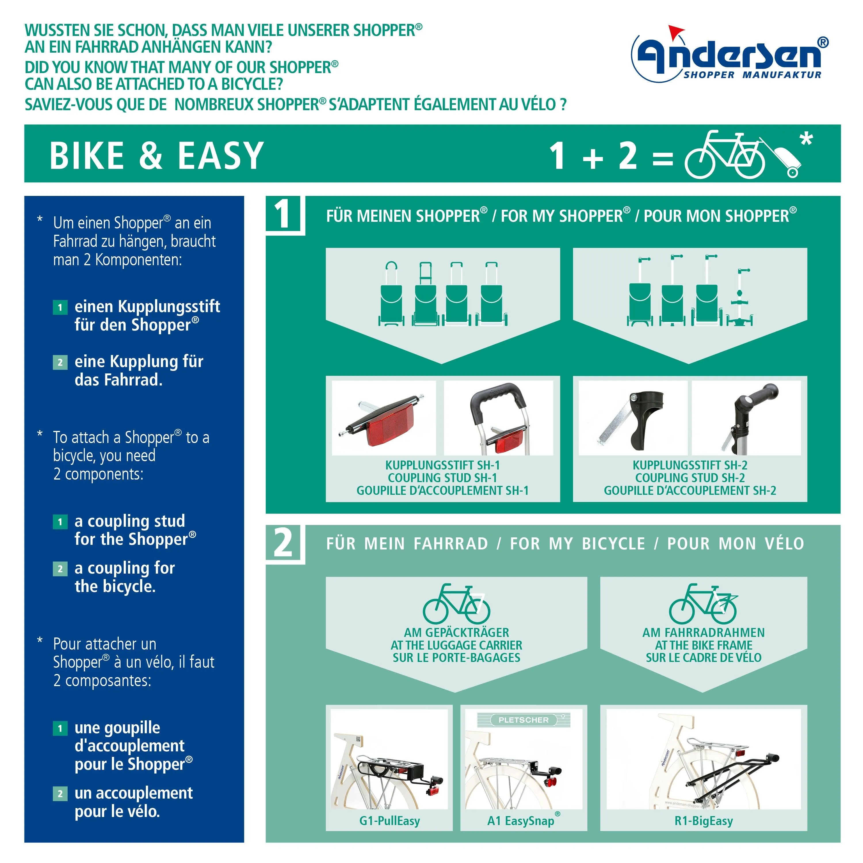 Andersen-Shopper | Bike Trailer | Shopping Trolley | Royal Plus Frame | Lasse Bag
