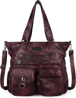 Angelkiss Purses Handbags for Women PU Tote Satchel Bags for Women Pockets Shoulder Bags