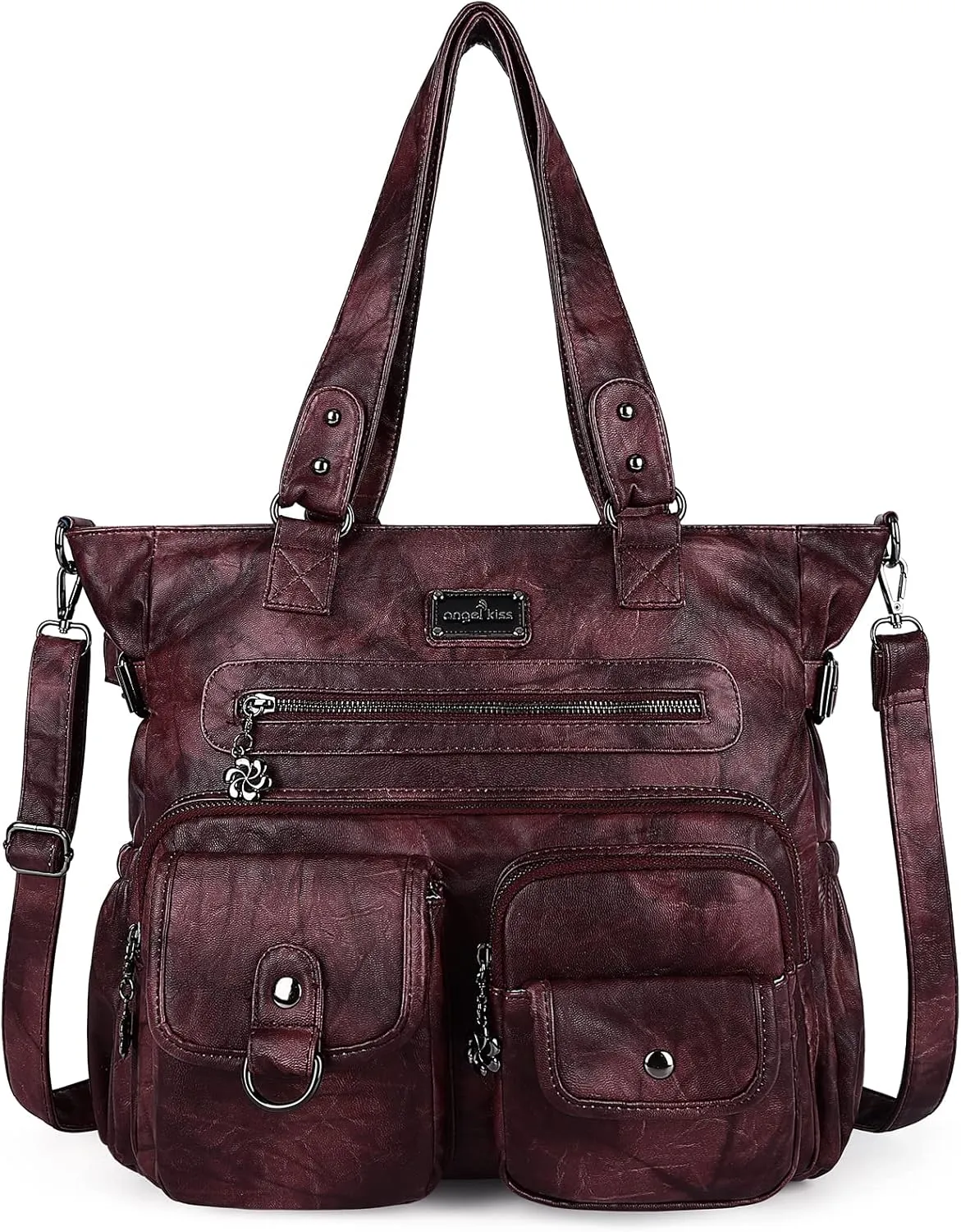 Angelkiss Purses Handbags for Women PU Tote Satchel Bags for Women Pockets Shoulder Bags