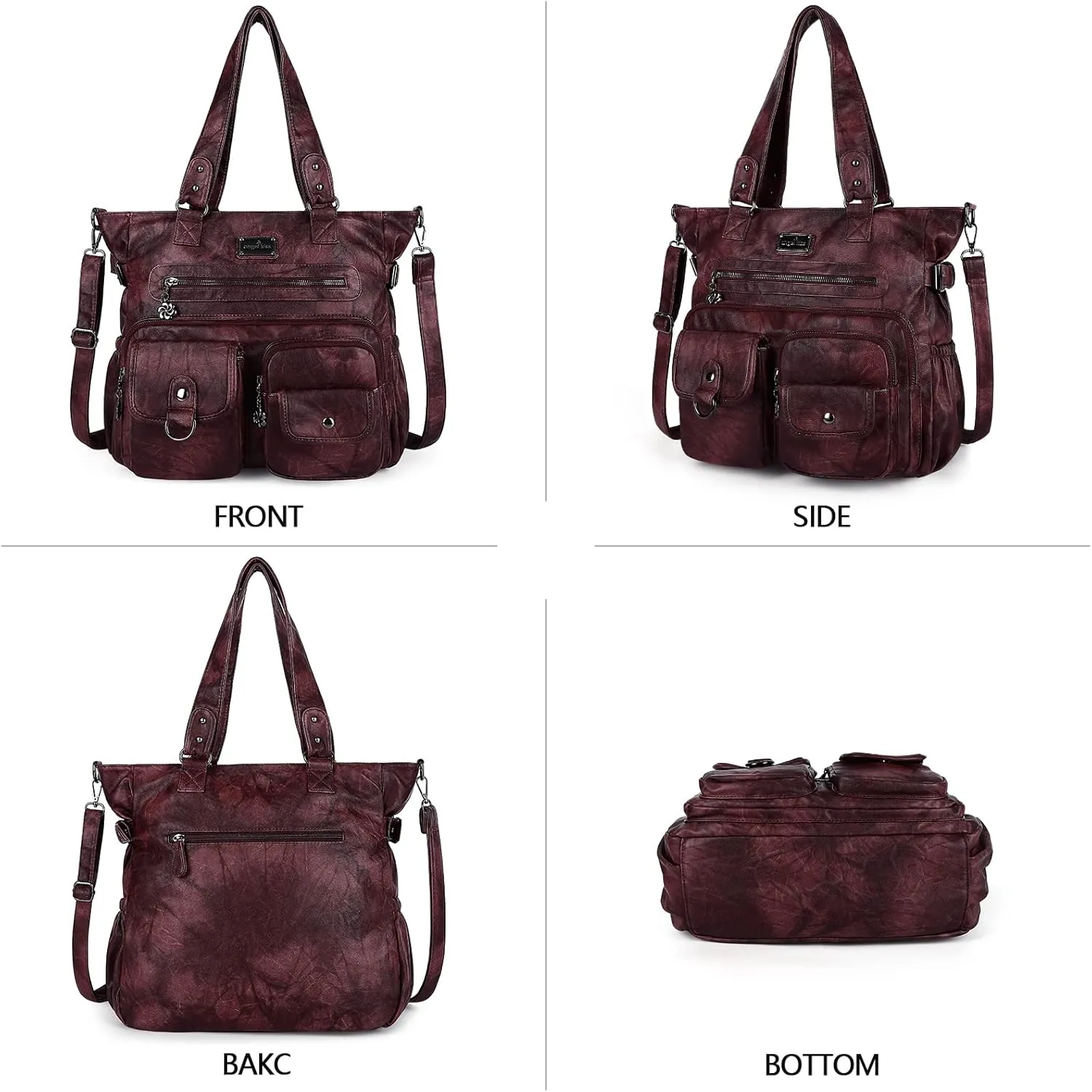Angelkiss Purses Handbags for Women PU Tote Satchel Bags for Women Pockets Shoulder Bags
