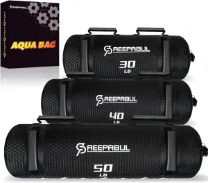 Aqua Bags for Workout 5-45lbs - Ultimate Core Water Weights Aqua Bag - Portable Stability Fitness -Stability, Core and Balance Training - Portable Fitness Equipment - Includes Three Bags