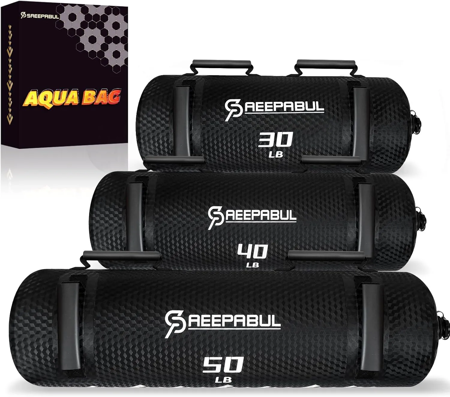 Aqua Bags for Workout 5-45lbs - Ultimate Core Water Weights Aqua Bag - Portable Stability Fitness -Stability, Core and Balance Training - Portable Fitness Equipment - Includes Three Bags